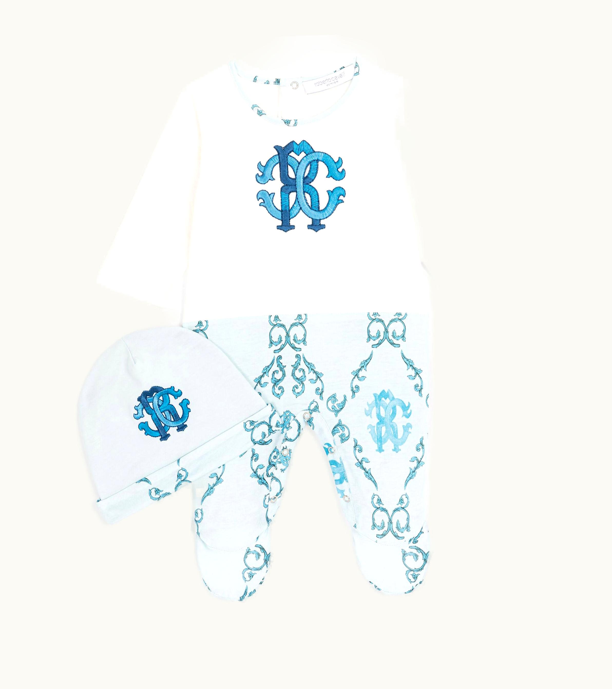 Roberto Cavalli Roberto Cavalli Rc Monogram-Embroidery Babygrow Set Baby Blue