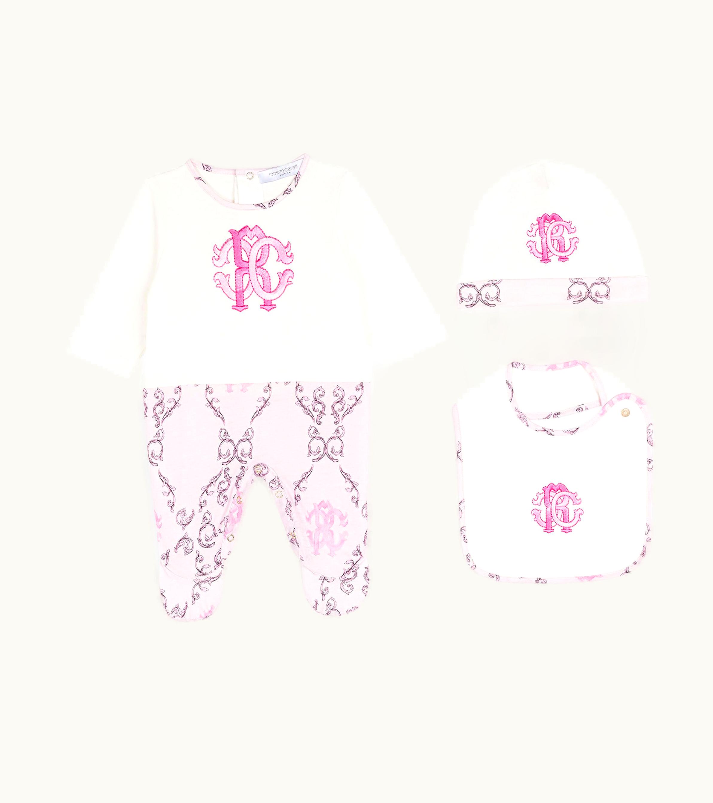 Roberto Cavalli Roberto Cavalli Rc Monogram-Embroidery Babygrow Set Baby Pink