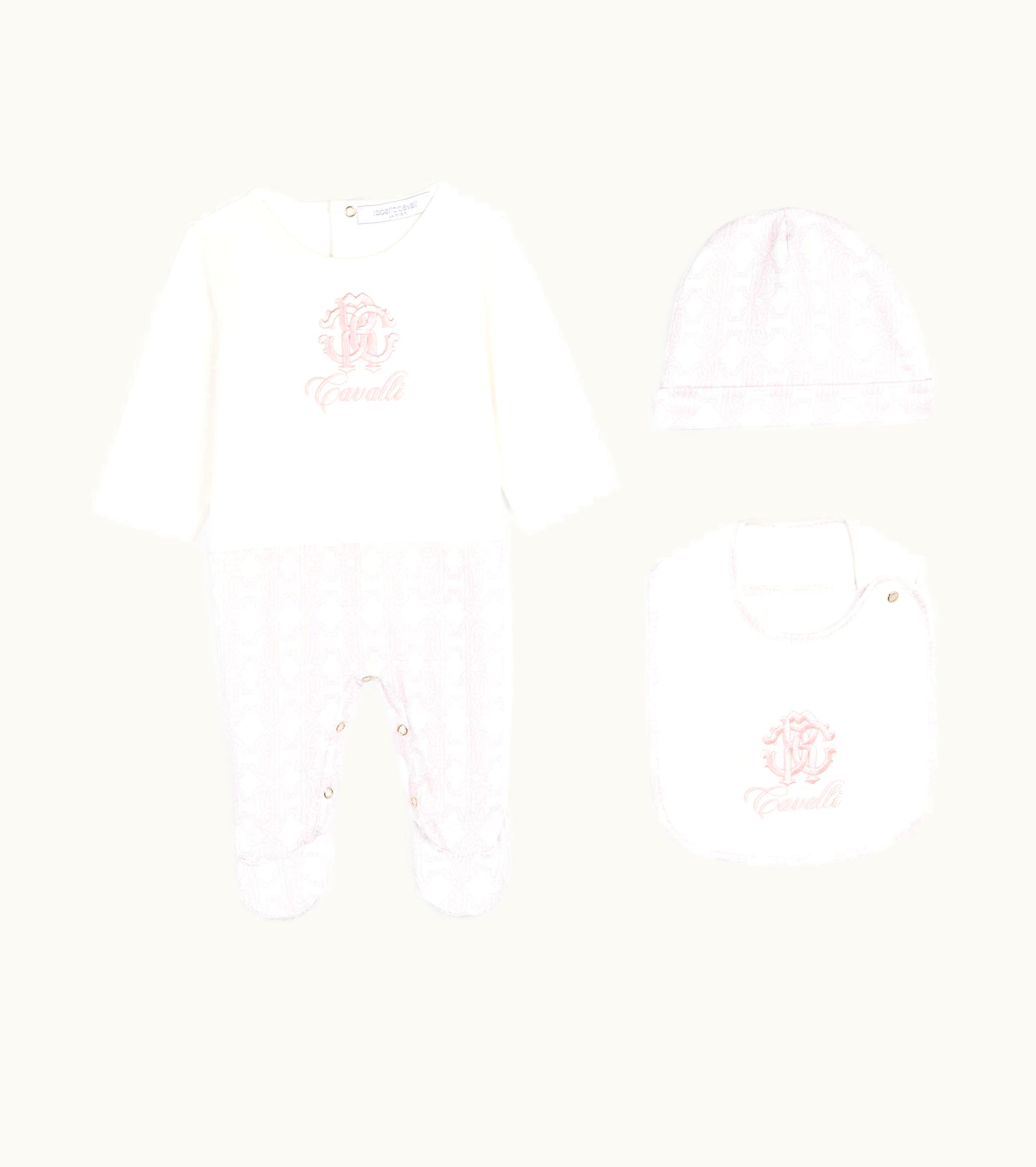 Roberto Cavalli Roberto Cavalli Rc Monogram-Embroidered Babygrow Set Baby Pink RJT838-JD001-02815