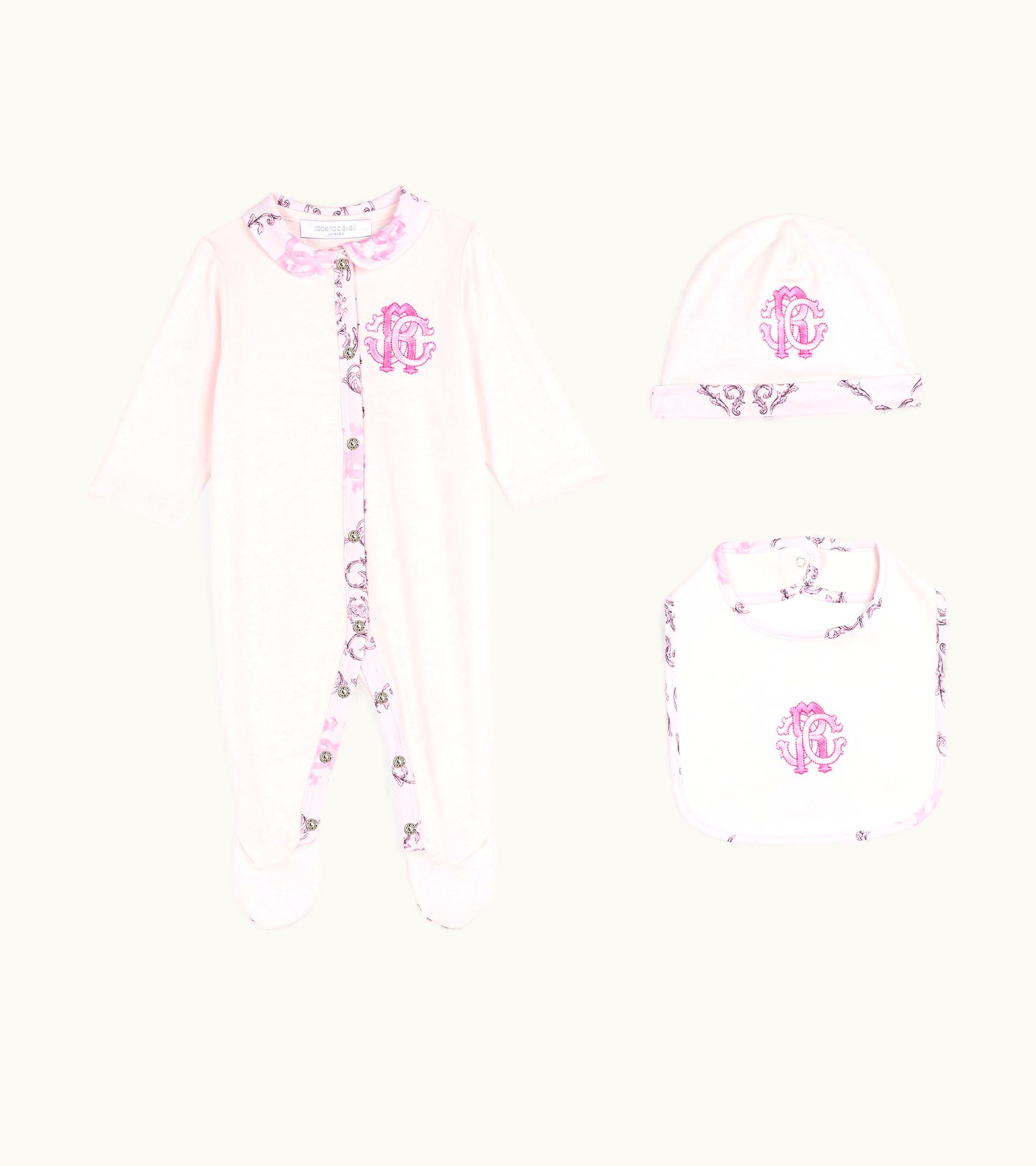 Roberto Cavalli Roberto Cavalli Rc Monogram-Embroidered Babygrow Set Baby Pink RJT810-JD001-02815