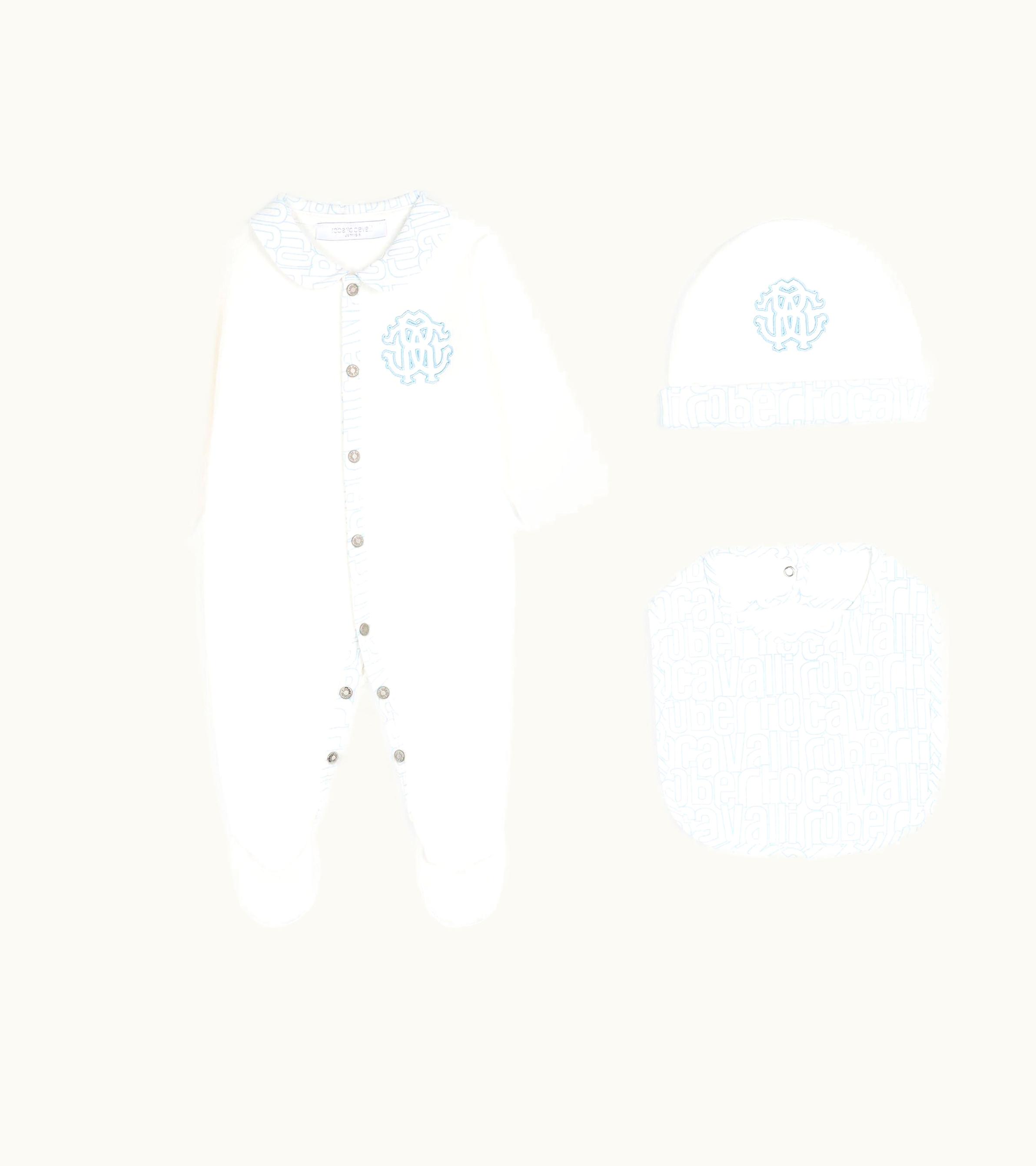 Roberto Cavalli Roberto Cavalli Rc Monogram-Embroidered Babygrow Set Baby Blue RJT80T-JD001-05171