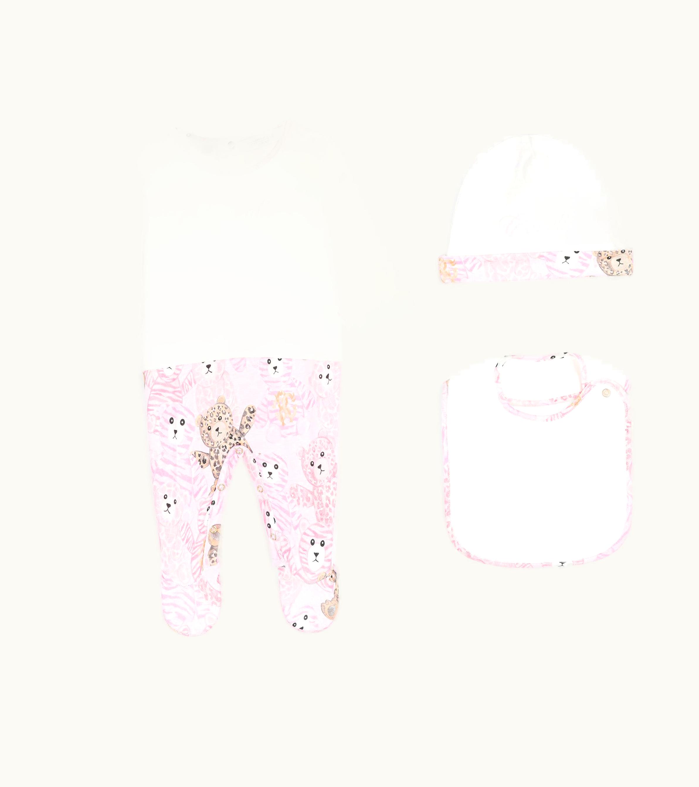 Roberto Cavalli Roberto Cavalli Teddy Bear-Print Cotton Babygrow Set Baby Pink RJT828-JD001-02815