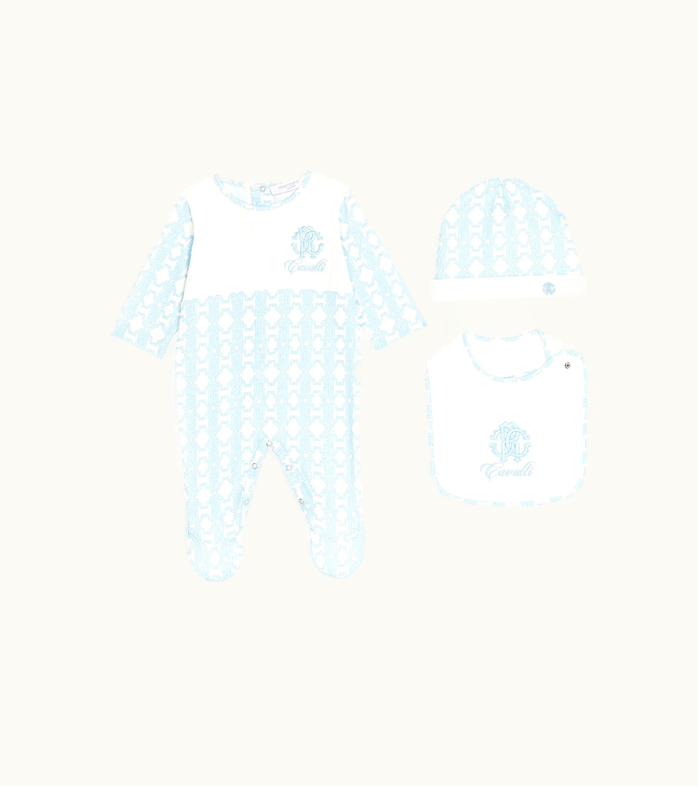 Roberto Cavalli Roberto Cavalli Rc Monogram-Embroidered Babygrow Set Baby Blue RJT837-JFF66-05171