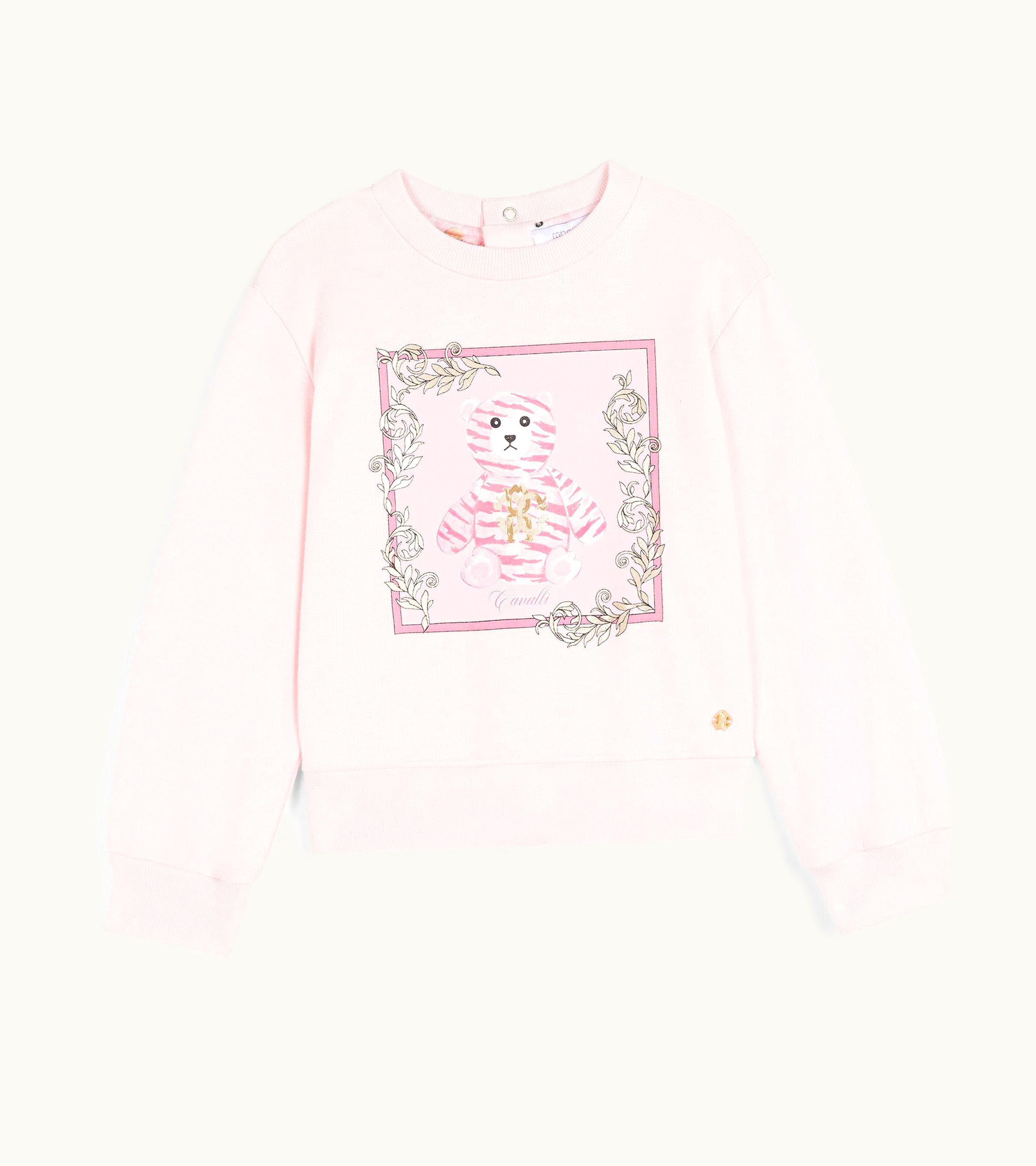 Roberto Cavalli Roberto Cavalli Teddy Bear-Print Cotton Sweatshirt Baby Pink