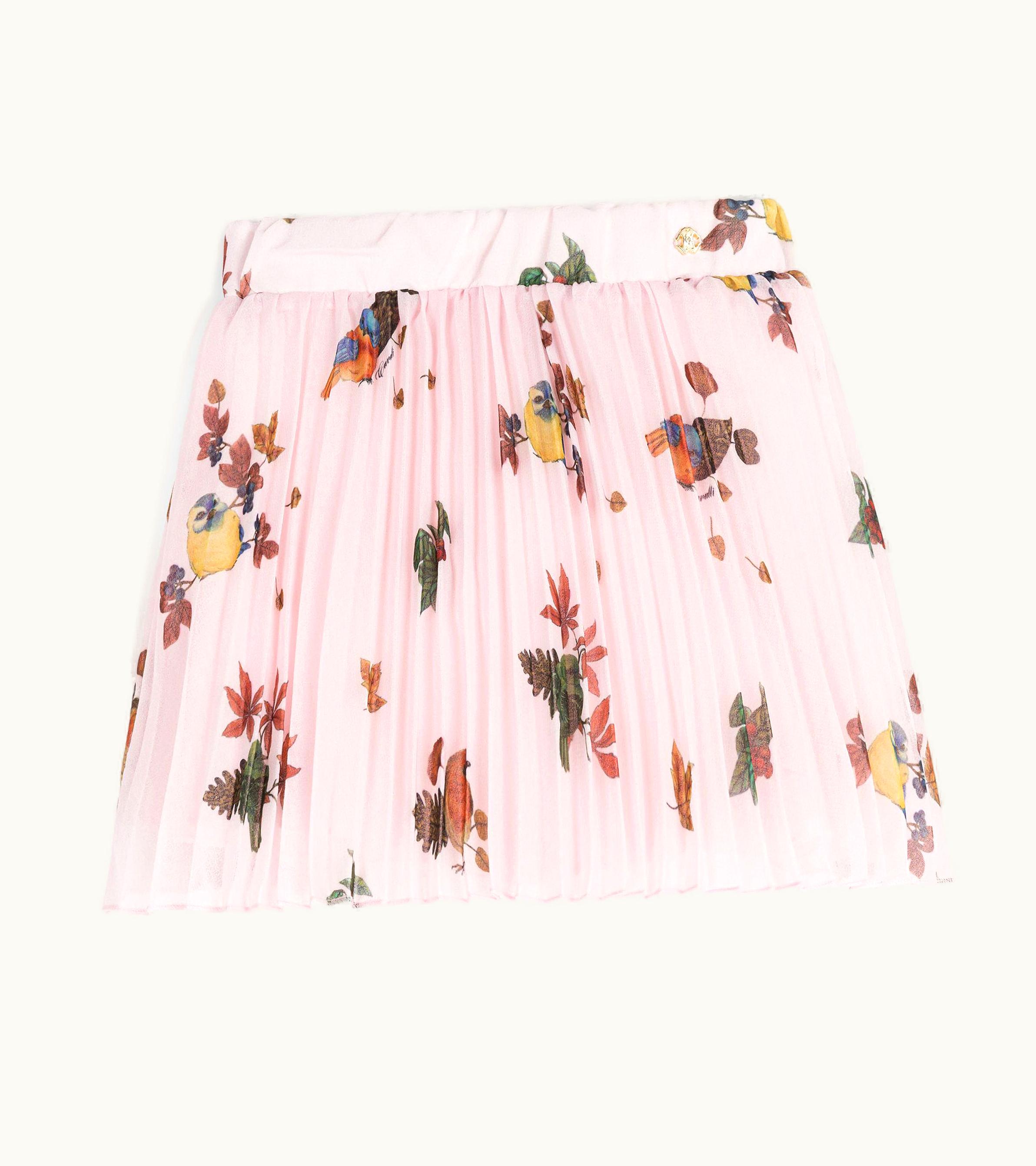 Roberto Cavalli Roberto Cavalli Pleated Skirt Bird-Print Baby Pink
