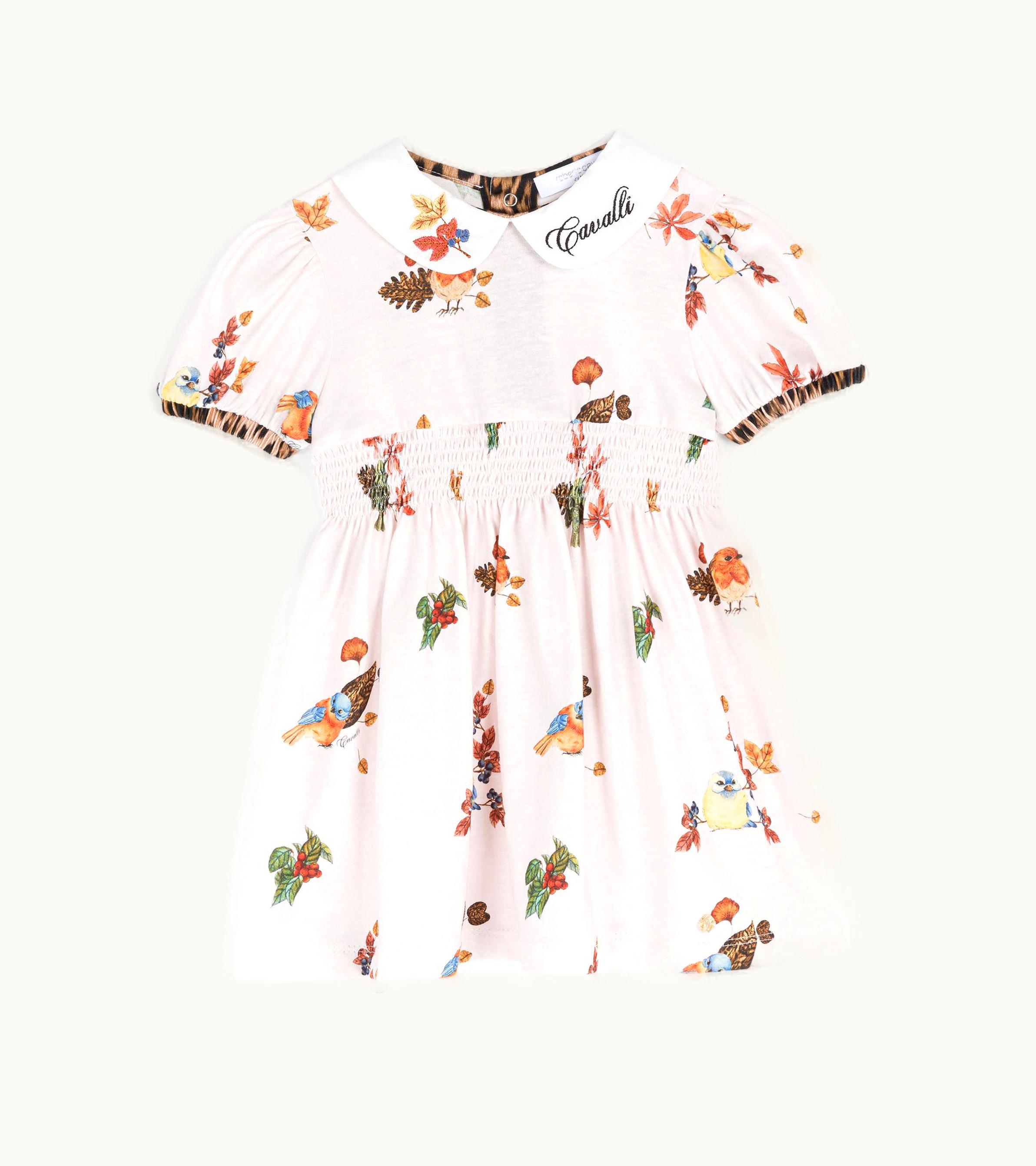 Roberto Cavalli Roberto Cavalli Bird And Leopard-Print Cotton Dress Baby Pink