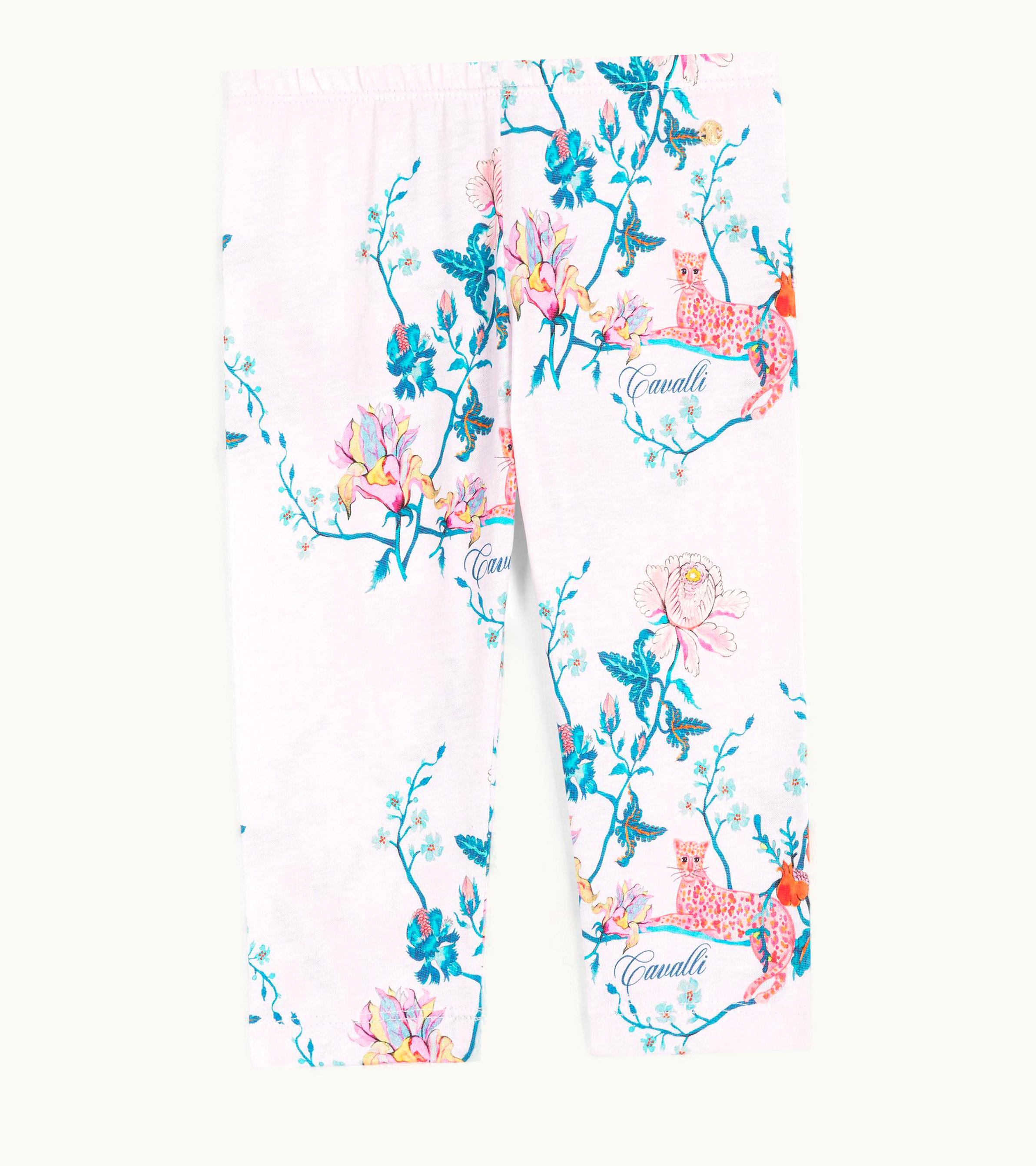 Roberto Cavalli Roberto Cavalli Leopard And Flower-Print Cotton Leggings Baby Pink