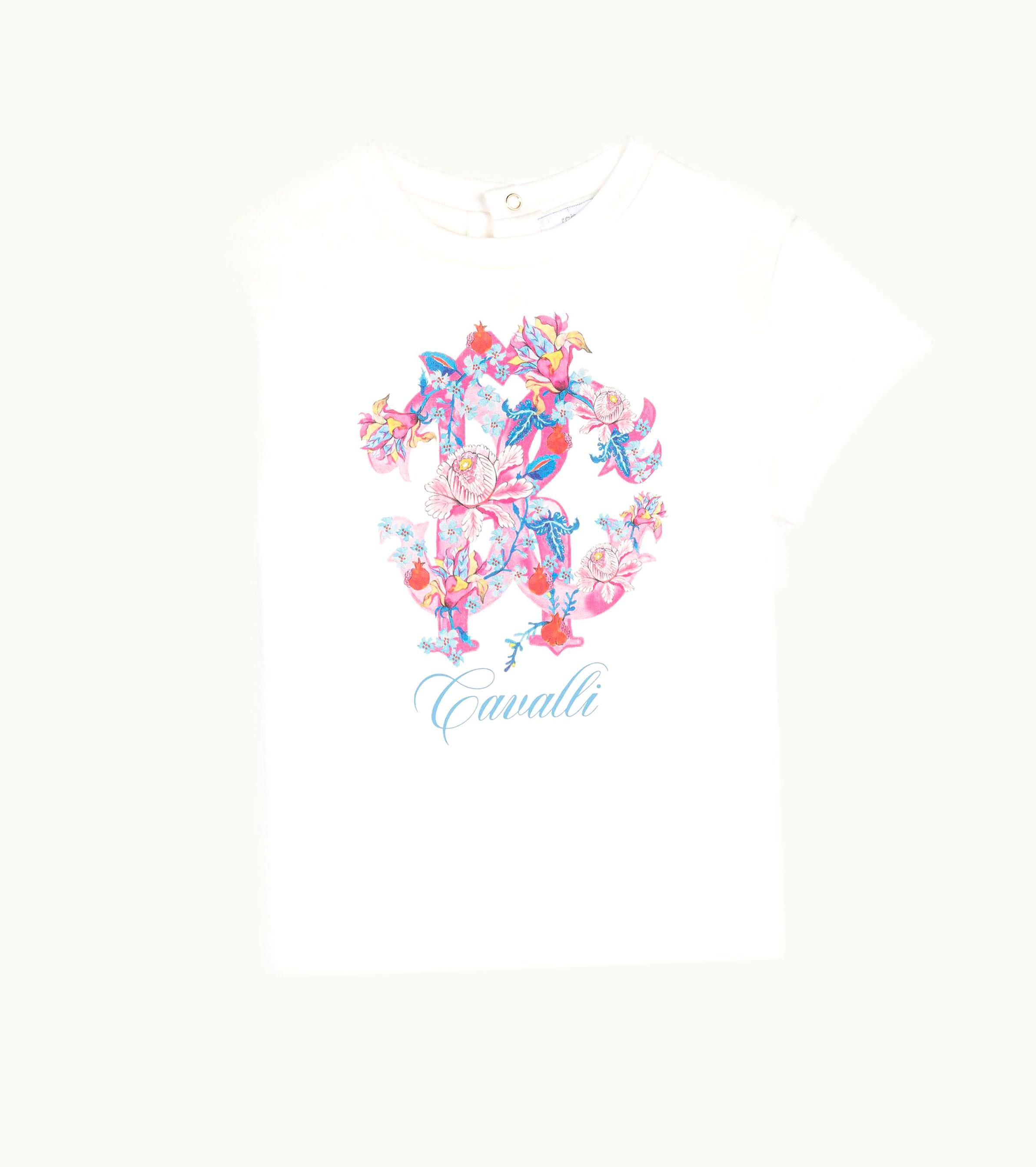 Roberto Cavalli Roberto Cavalli RC Monogram-Print Cotton T-Shirt Milky White