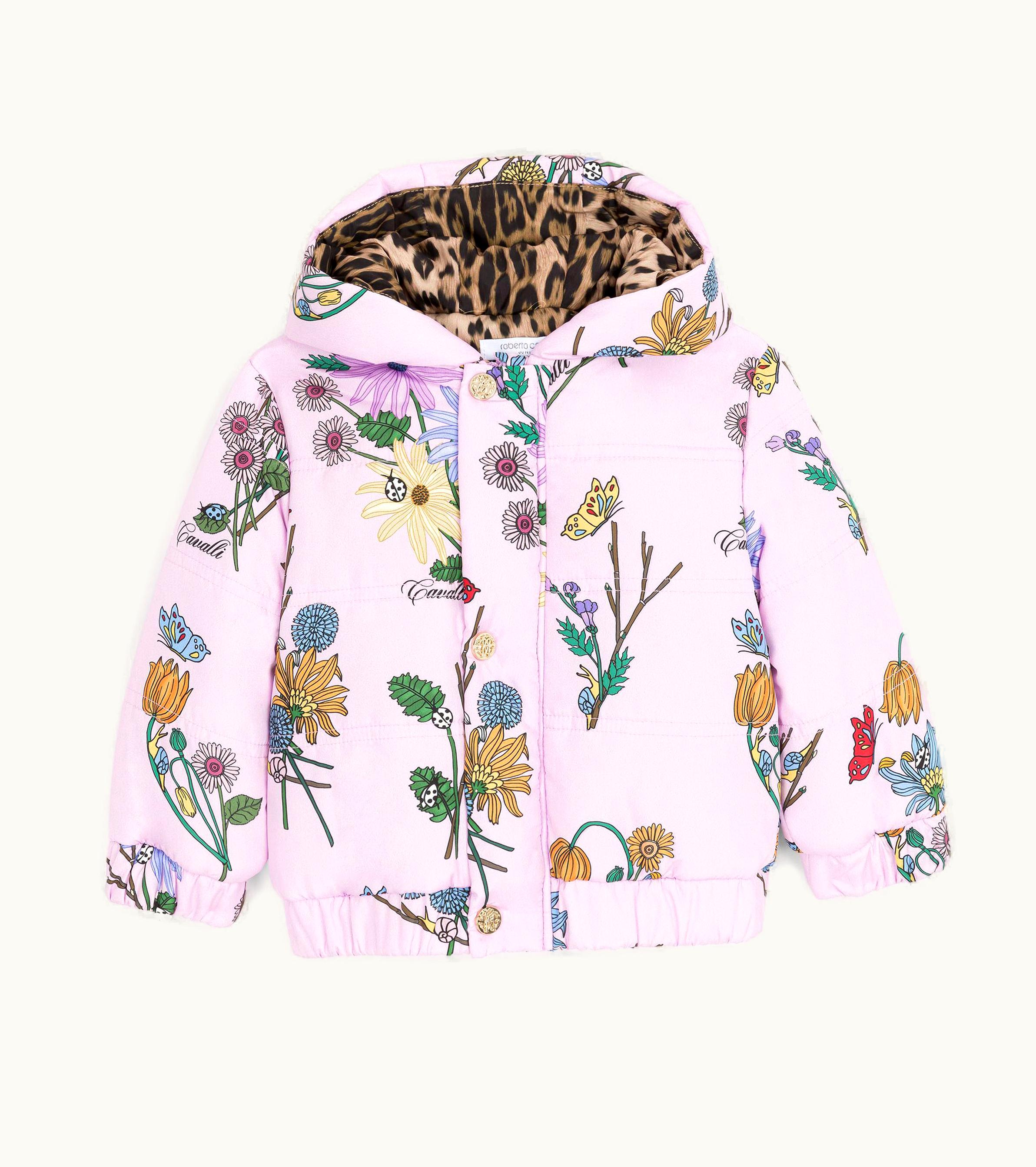 Roberto Cavalli Roberto Cavalli Flower-Print Padded Coat Lilac