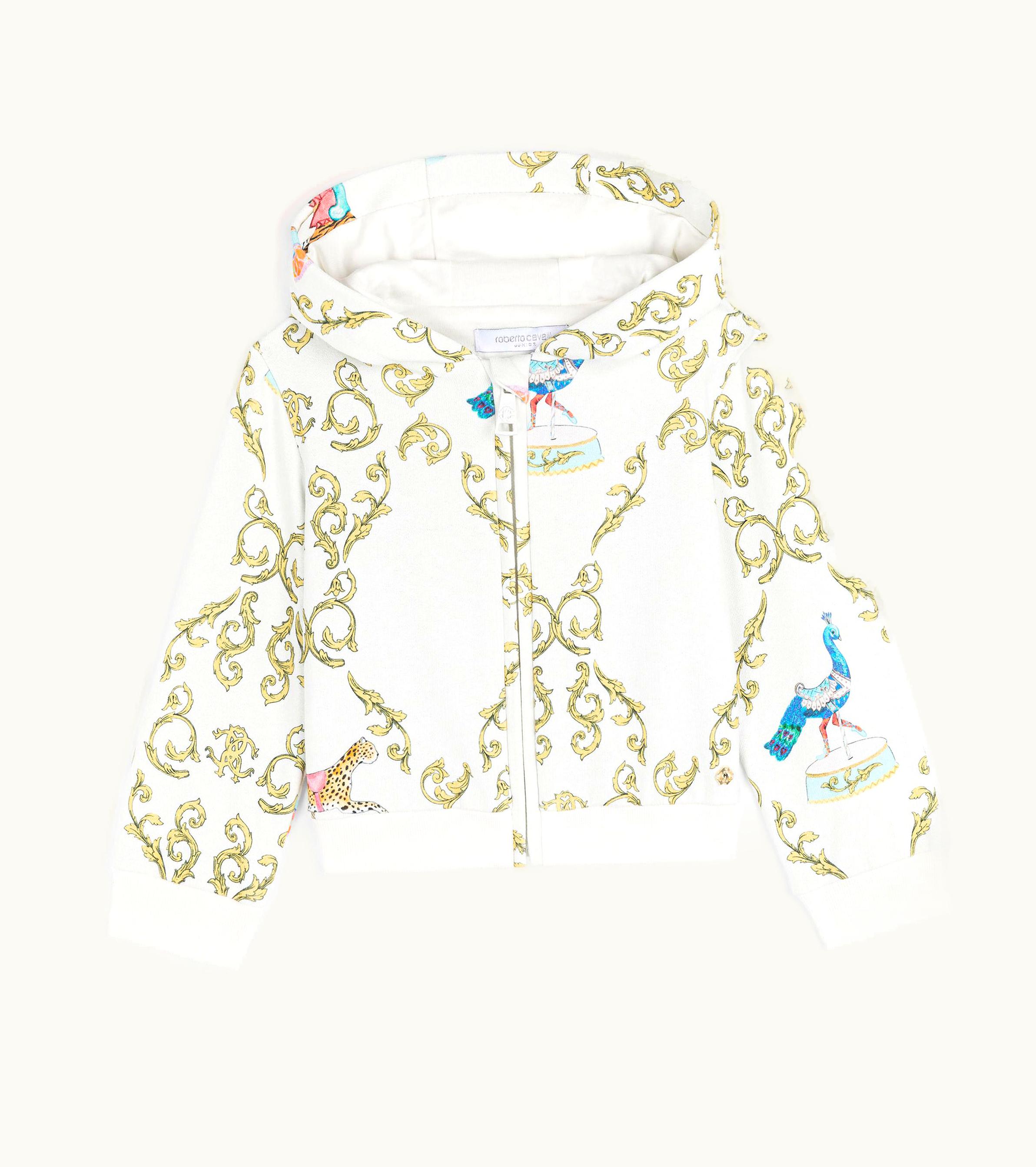 Roberto Cavalli Roberto Cavalli Filigree-Print Cotton Hoodie Milky White