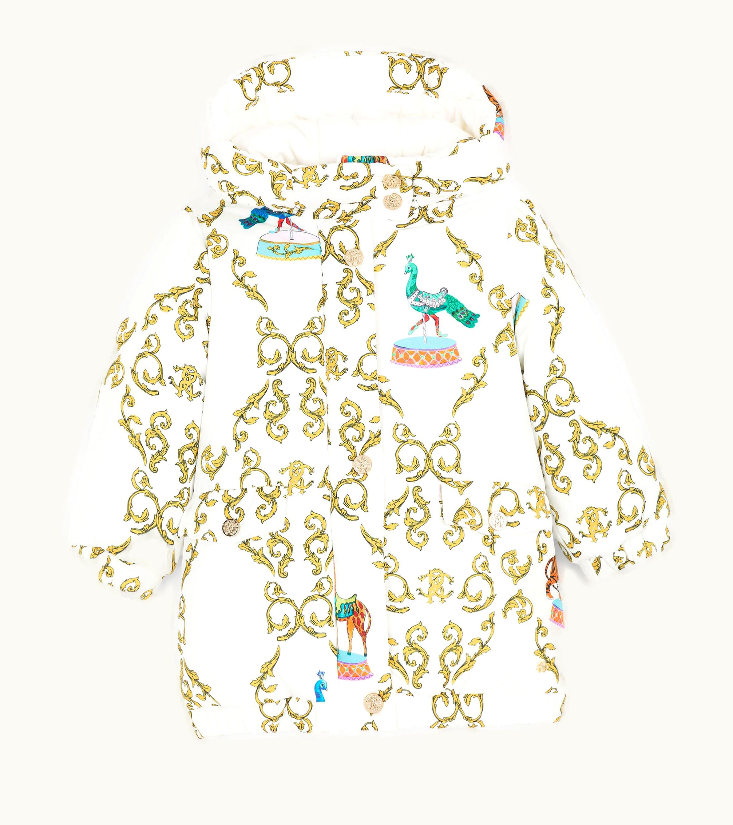 Roberto Cavalli Roberto Cavalli Filigree Circus-Print Padded Coat Milky White
