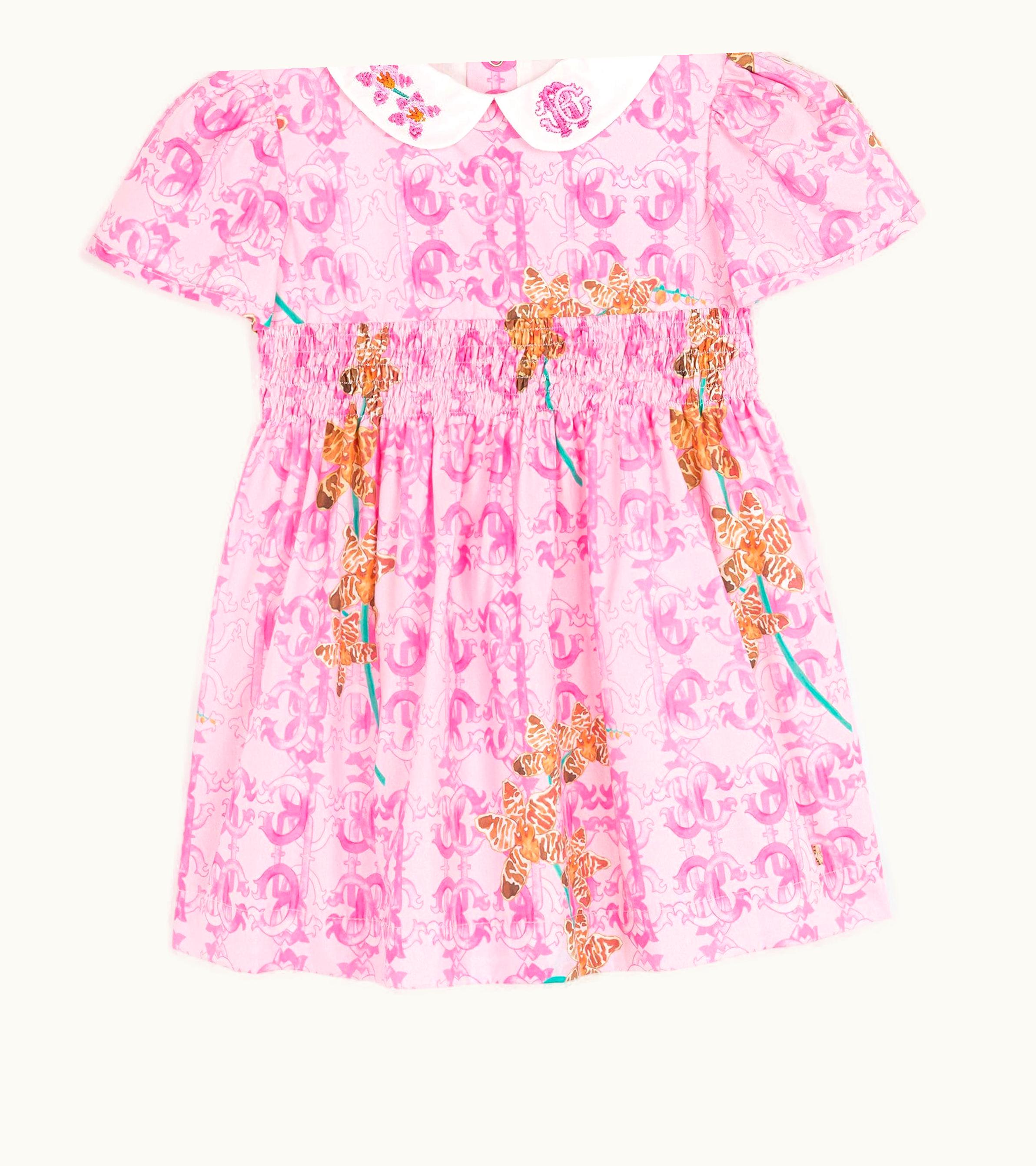 Roberto Cavalli Roberto Cavalli Monogram-print Shirred Dress Baby Pink