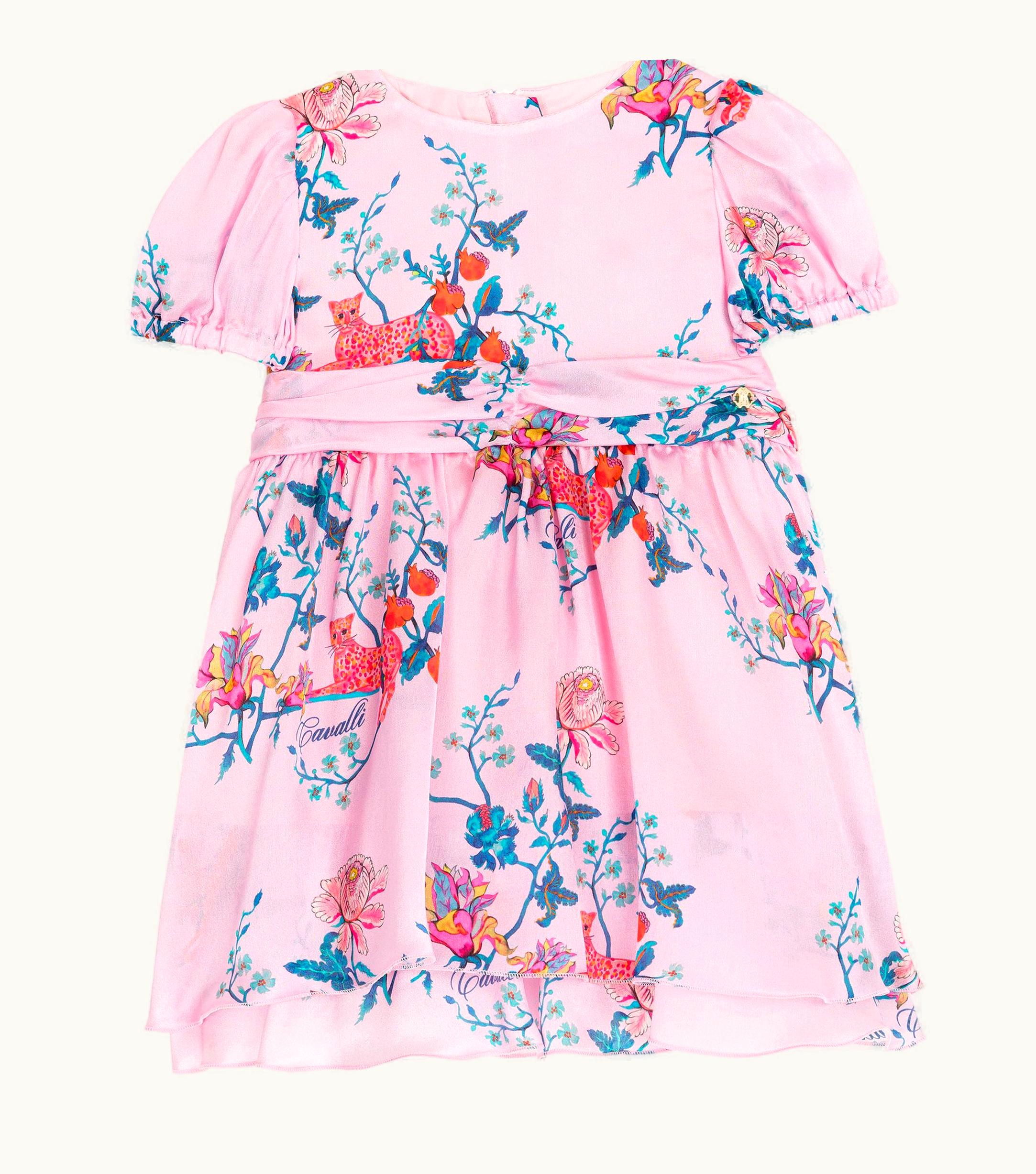 Roberto Cavalli Roberto Cavalli Floral And Jaguar-Print Silk Dress Baby Pink