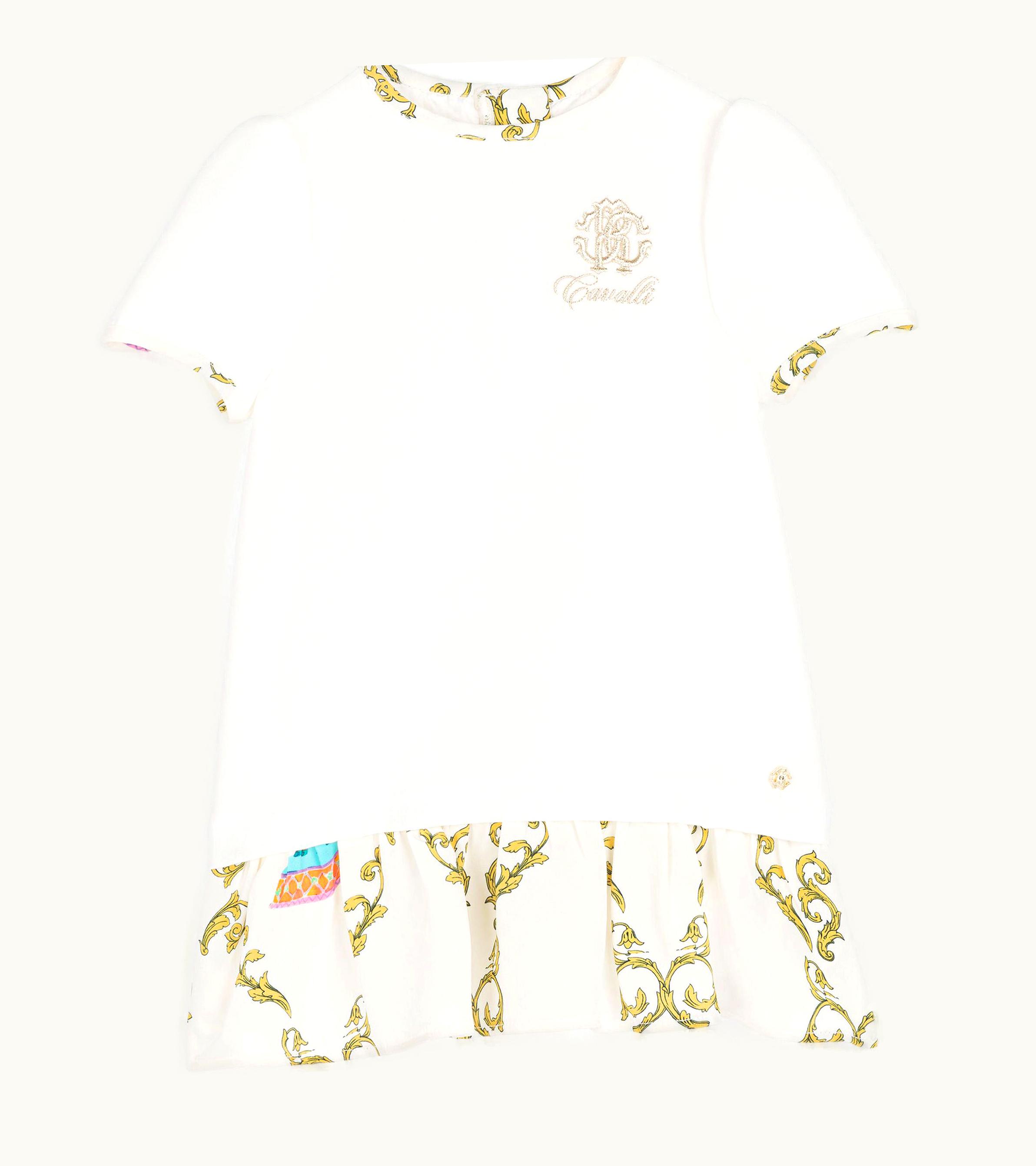 Roberto Cavalli Roberto Cavalli Rc Monogram-Embroidered Silk Dress Milky White