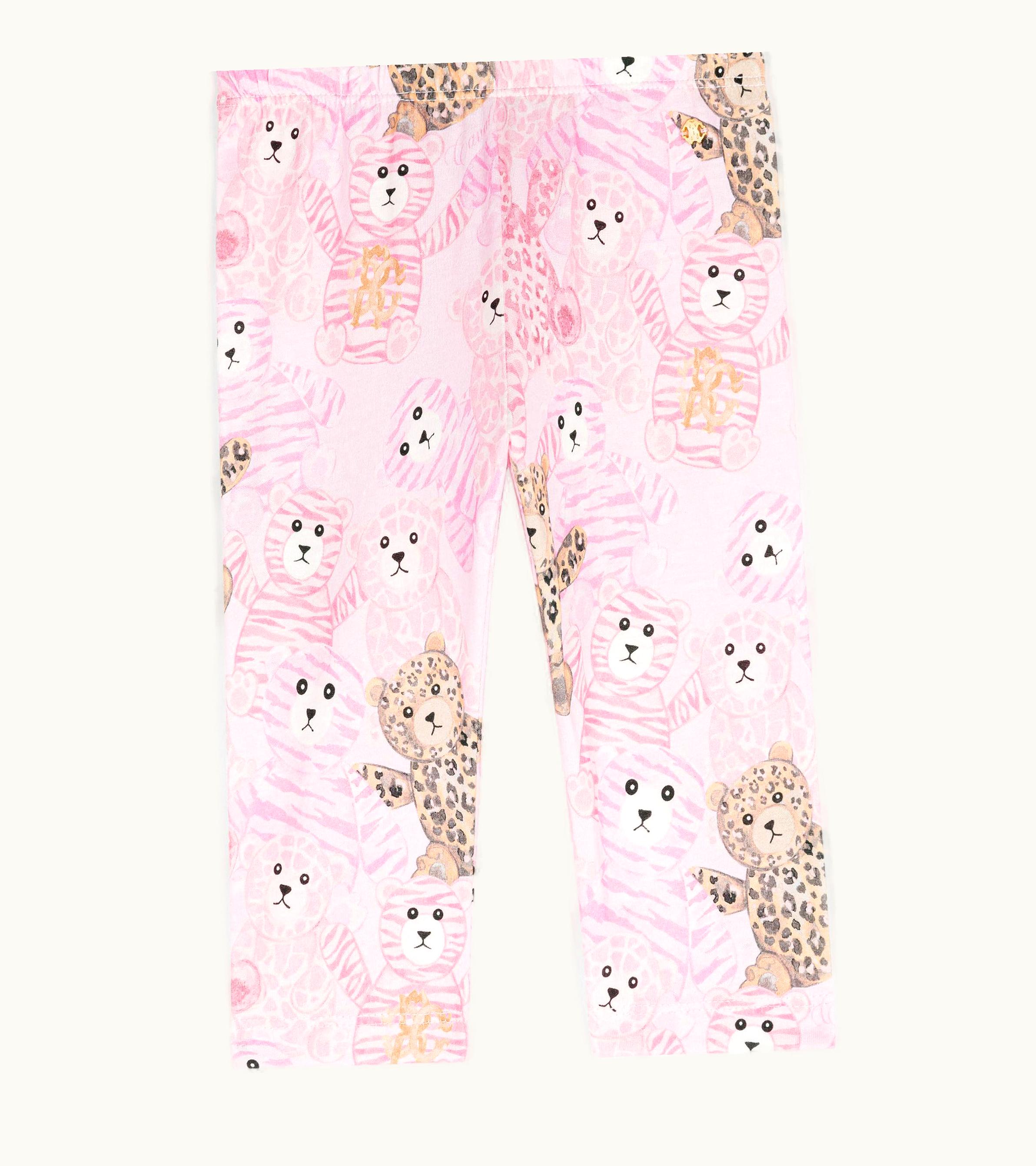 Roberto Cavalli Roberto Cavalli Teddy Bear-Print Cotton Leggings Baby Pink