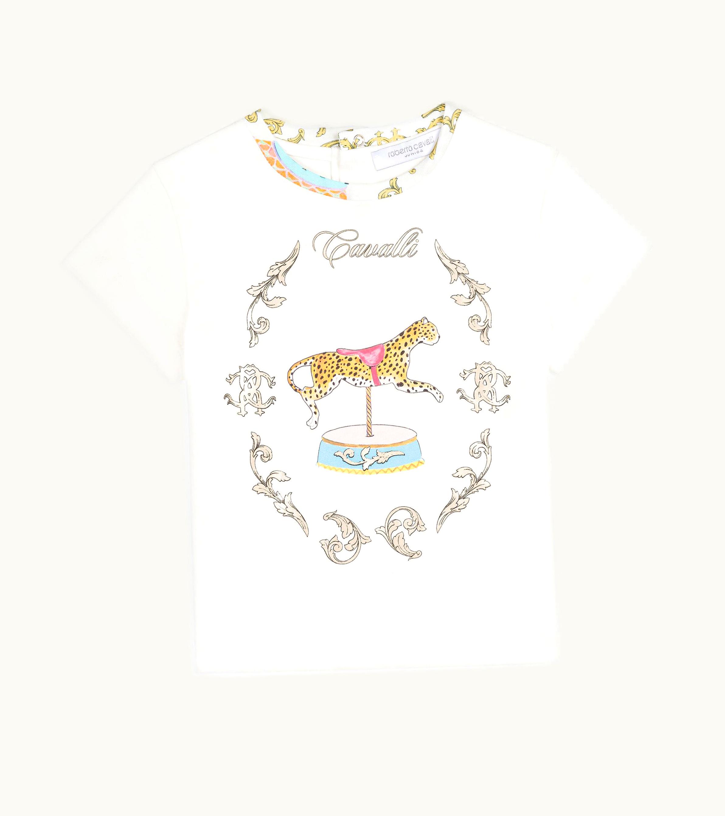 Roberto Cavalli Roberto Cavalli Jaguar And Filigree-Print T-Shirt Milky White