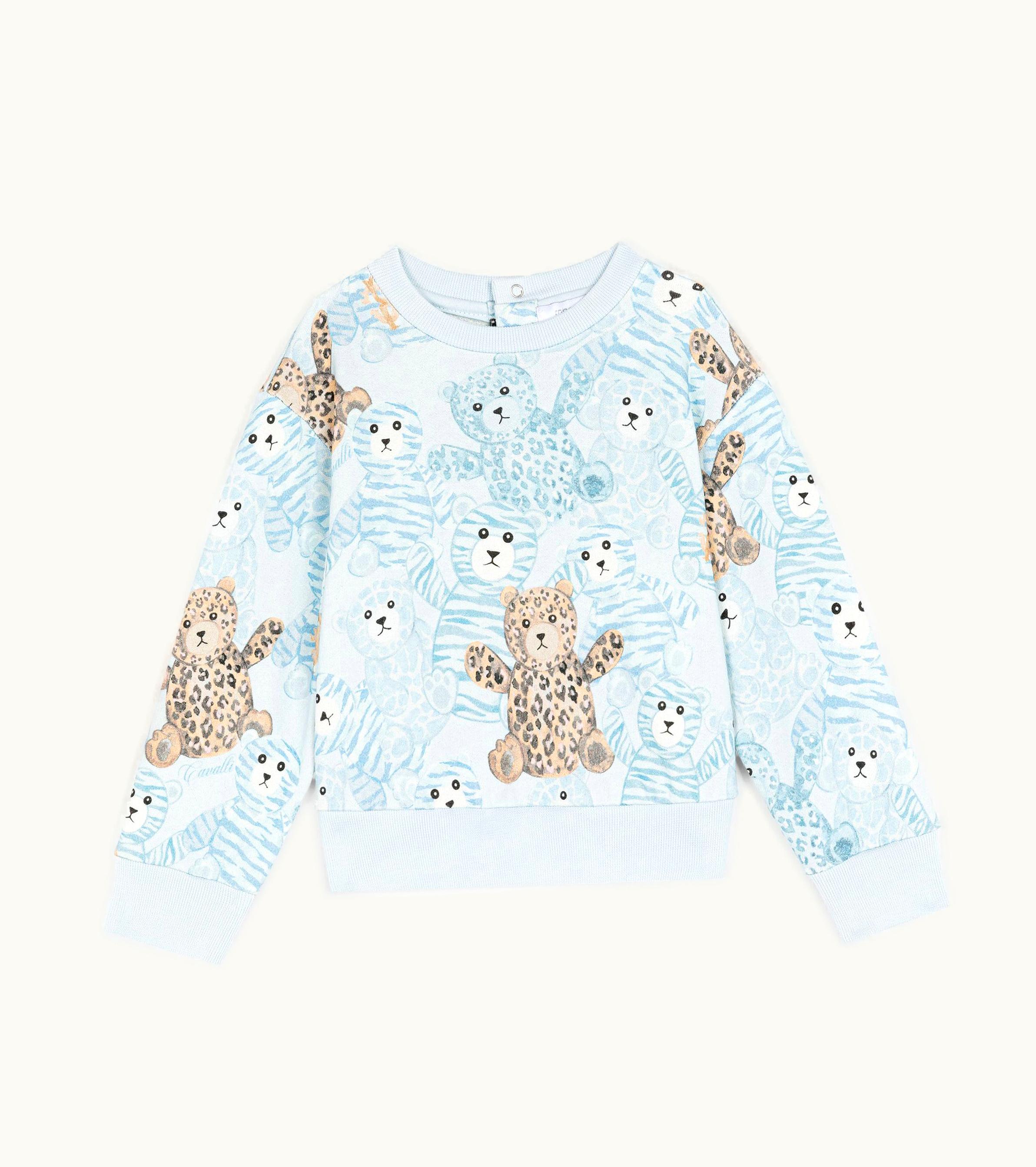 Roberto Cavalli Roberto Cavalli Teddy Bear-Print Cotton Sweatshirt Baby Blue