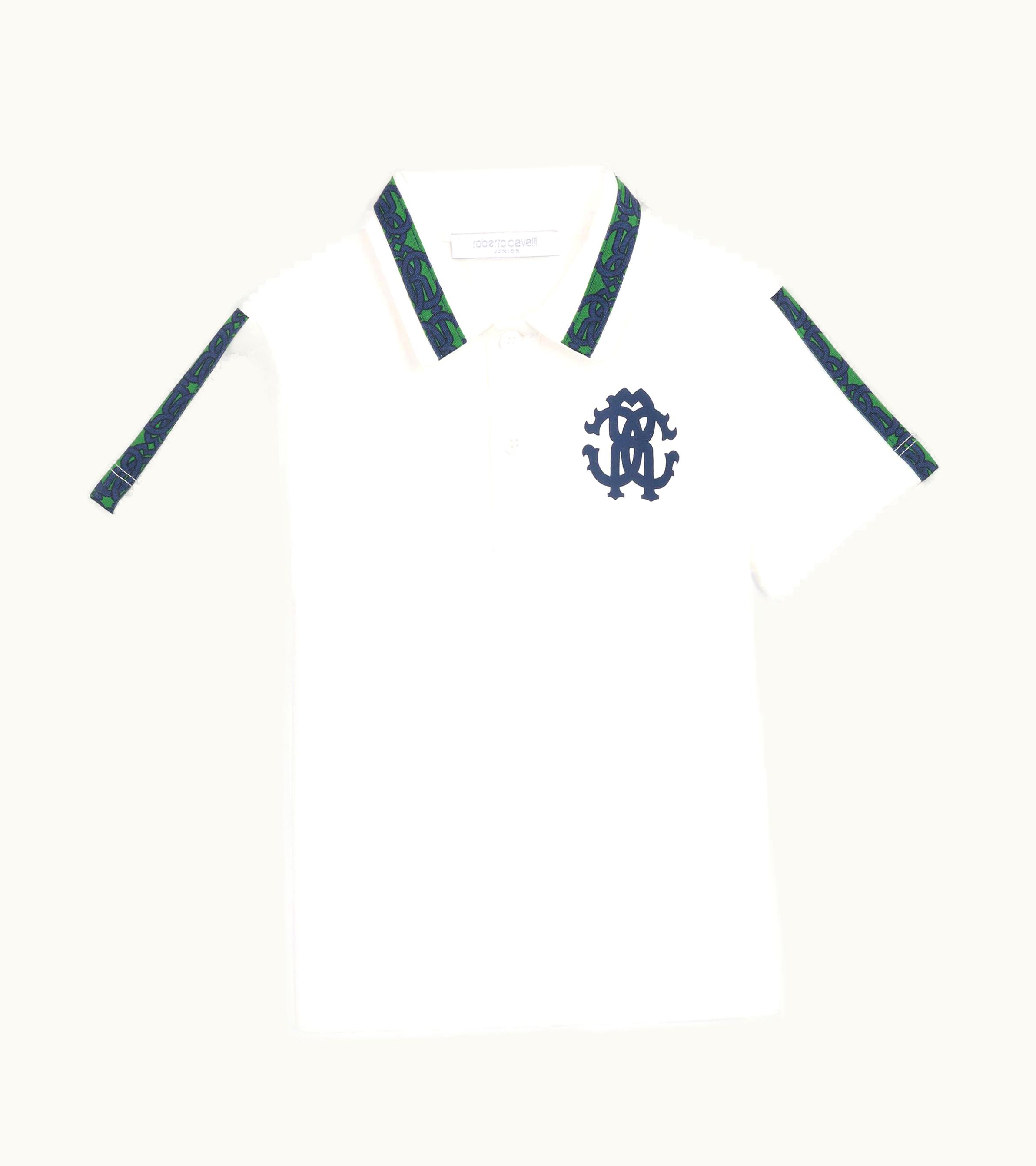 Roberto Cavalli Roberto Cavalli Rc Monogram-Print Cotton Polo Shirt Milky White