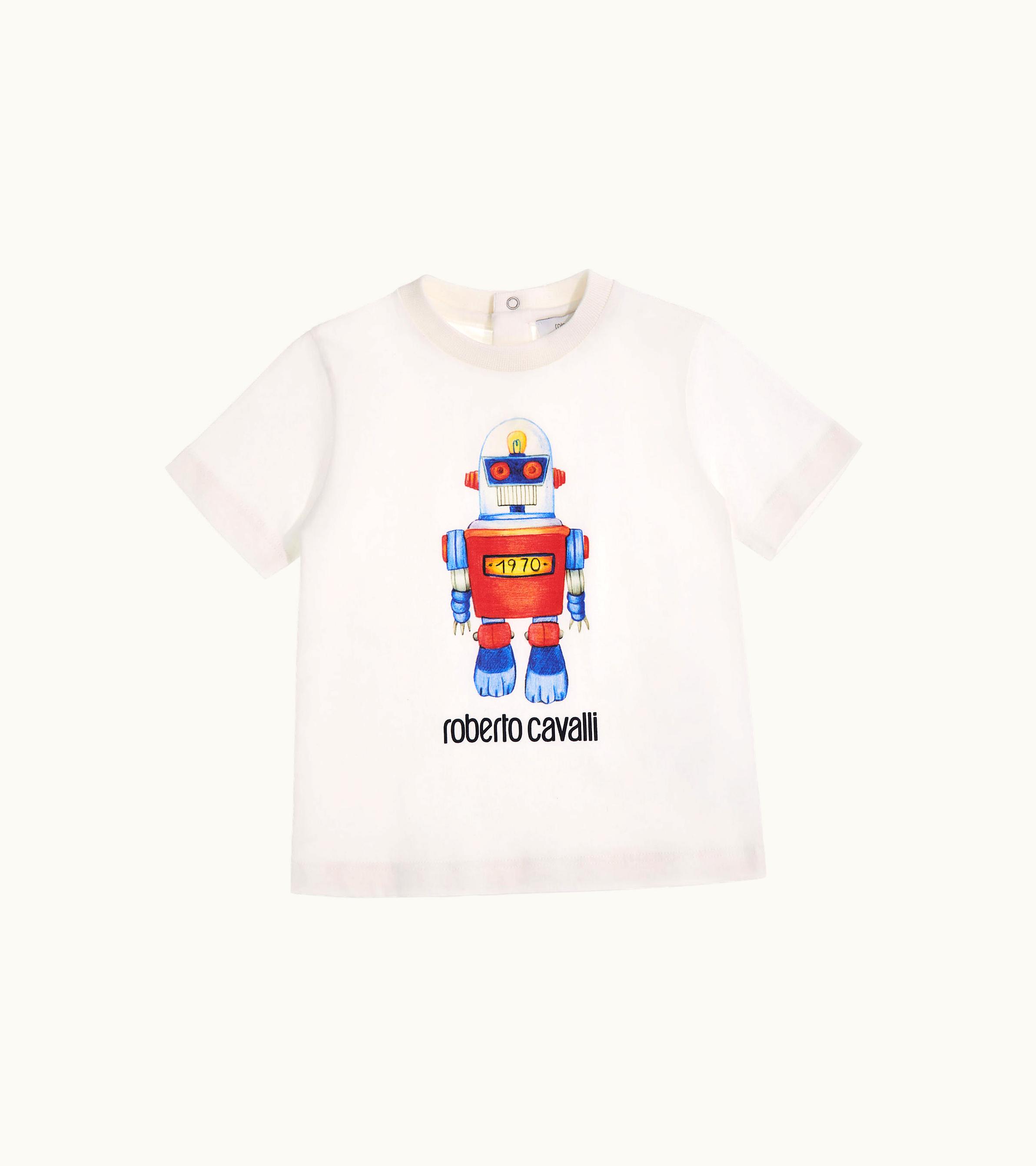 Roberto Cavalli Roberto Cavalli T-shirt With Robot Print Milky White