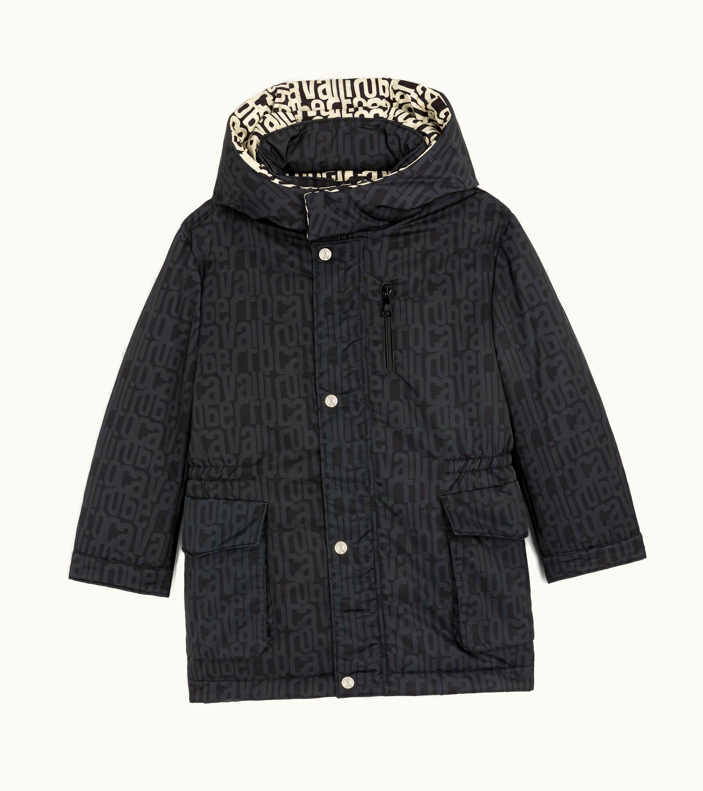 Roberto Cavalli Roberto Cavalli Logo-Print Hooded Coat Black