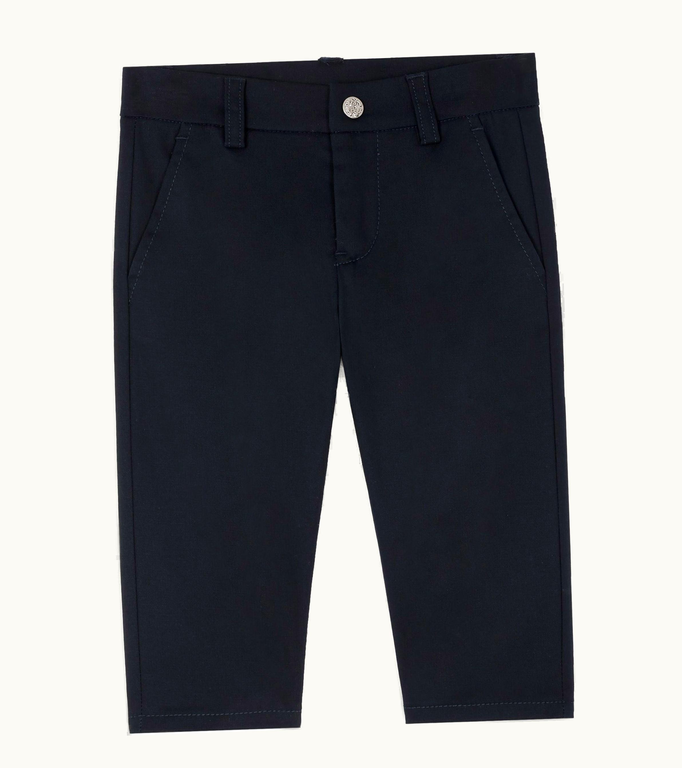 Roberto Cavalli Roberto Cavalli Rc Monogram-Embroidered Cotton Trousers Ink Dark Blue