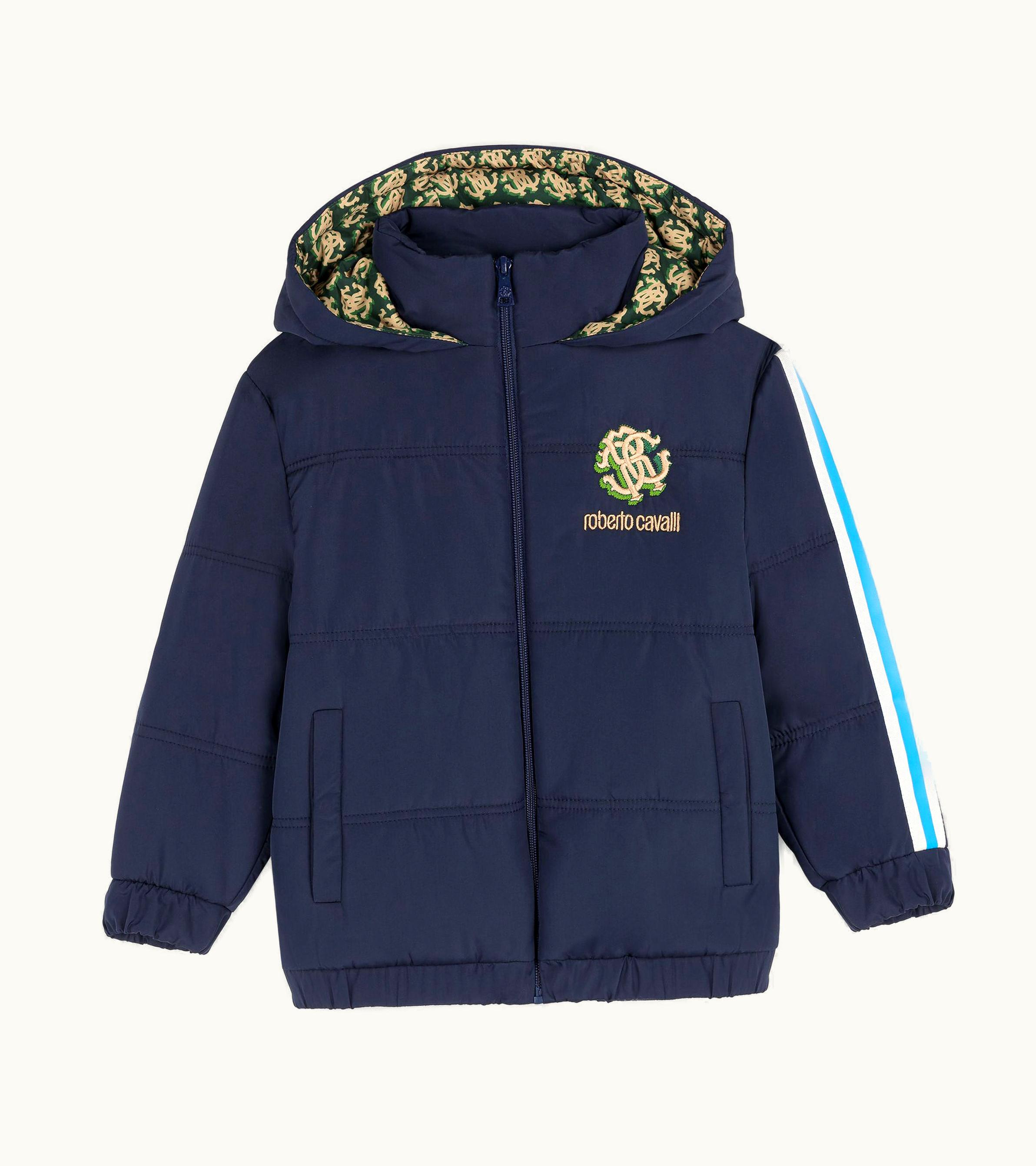 Roberto Cavalli Roberto Cavalli Rc Monogram And Logo-Embroidered Padded Coat Navy