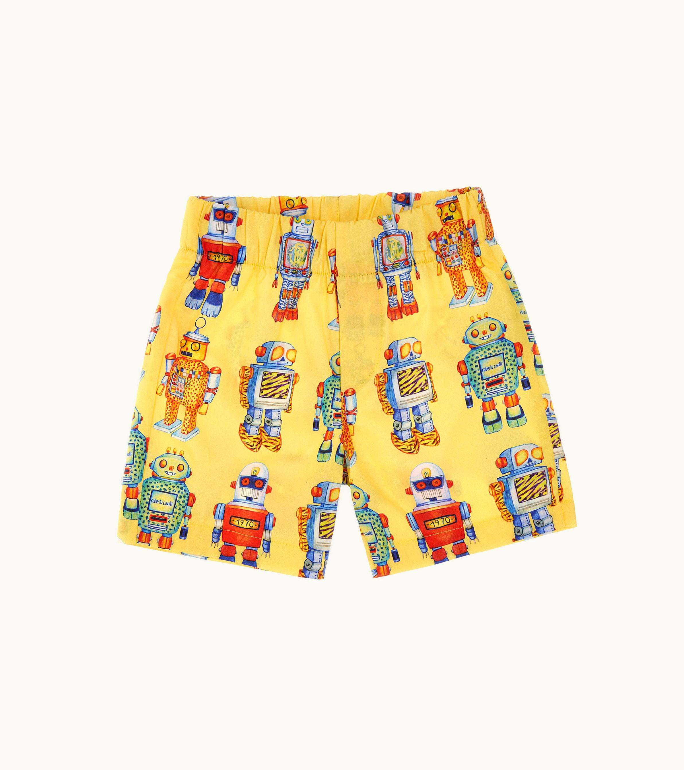 Roberto Cavalli Roberto Cavalli Shorts With Robot Print Yellow