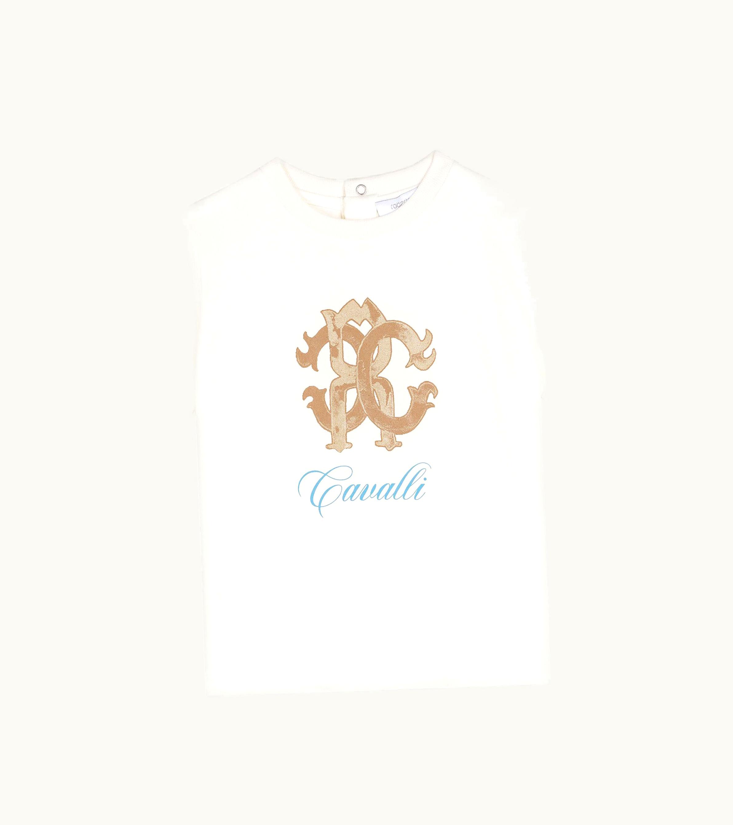 Roberto Cavalli Roberto Cavalli Rc Monogram-Print Cotton T-Shirt Milky White RJT615-JD001-00005