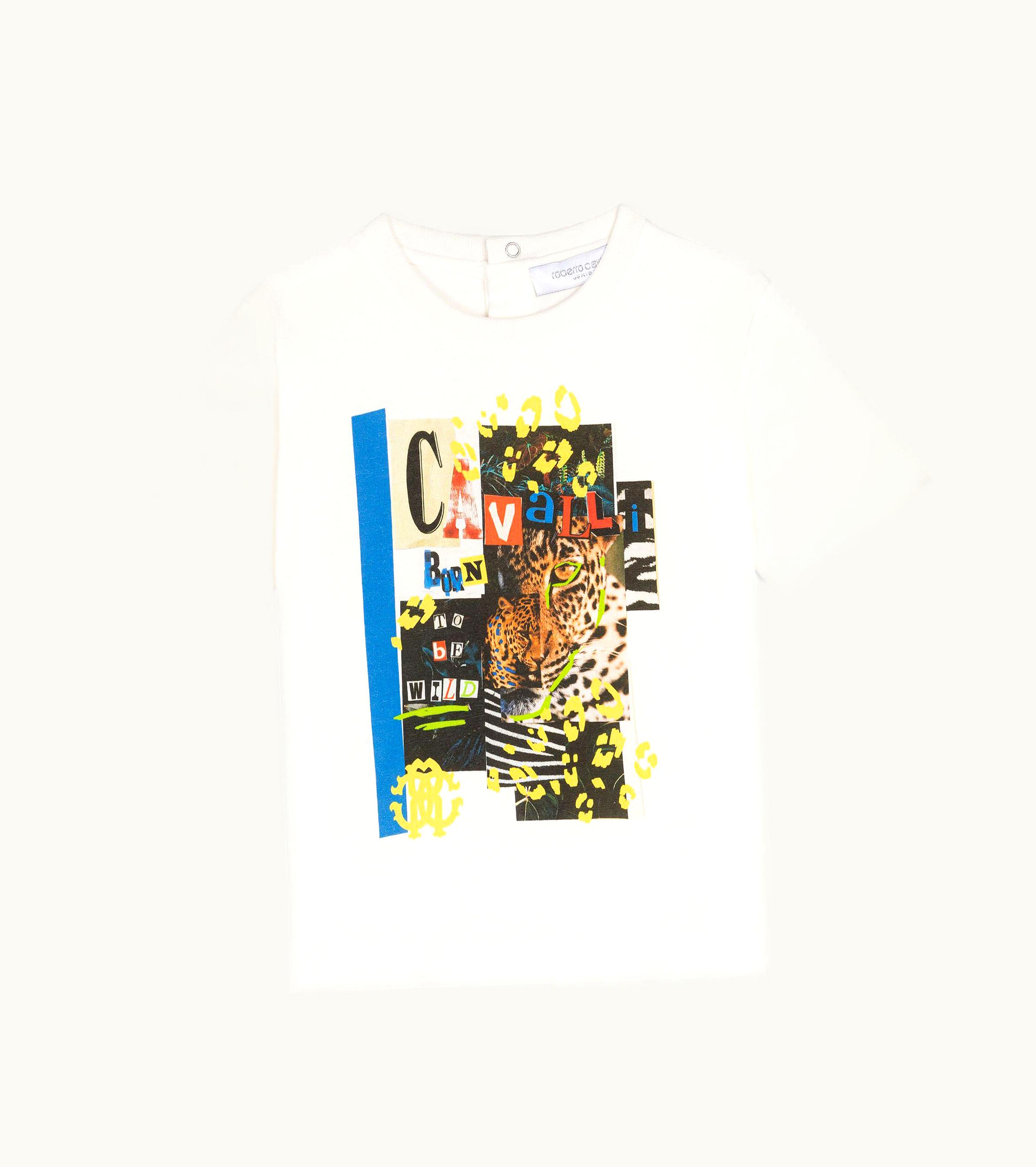 Roberto Cavalli Roberto Cavalli Logo And Jaguar-Print Cotton T-Shirt Milky White
