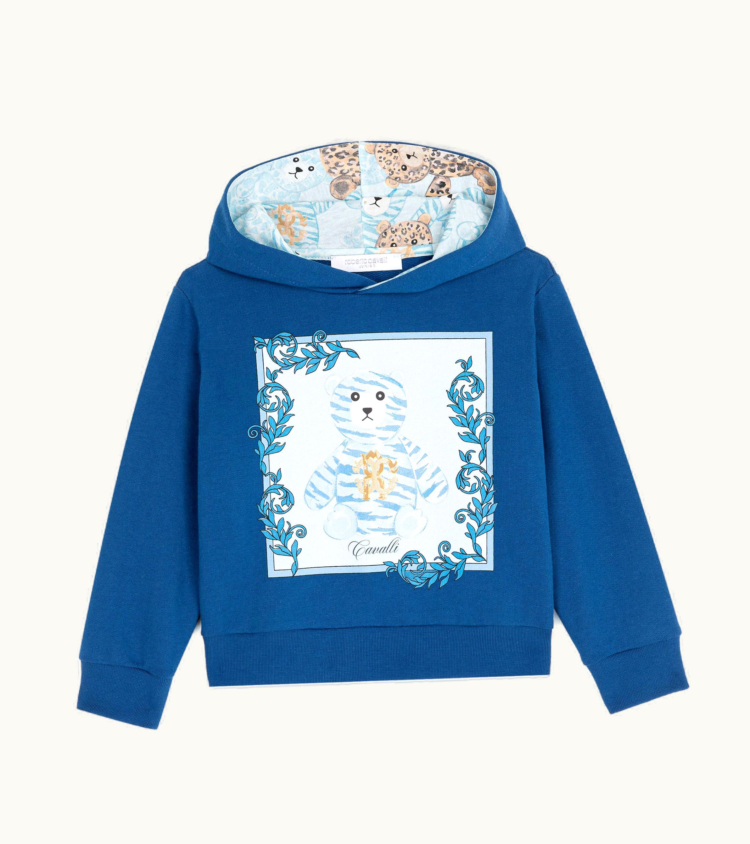 Roberto Cavalli Roberto Cavalli Teddy Bear-Print Cotton Hoodie Ink Dark Blue