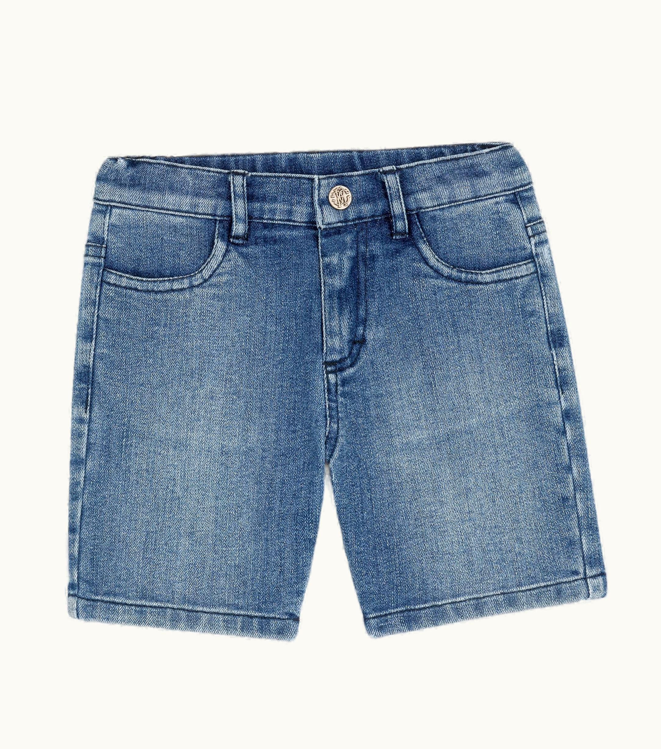 Roberto Cavalli Roberto Cavalli Rc Monogram-Embroidered Denim Shorts Medium Blue