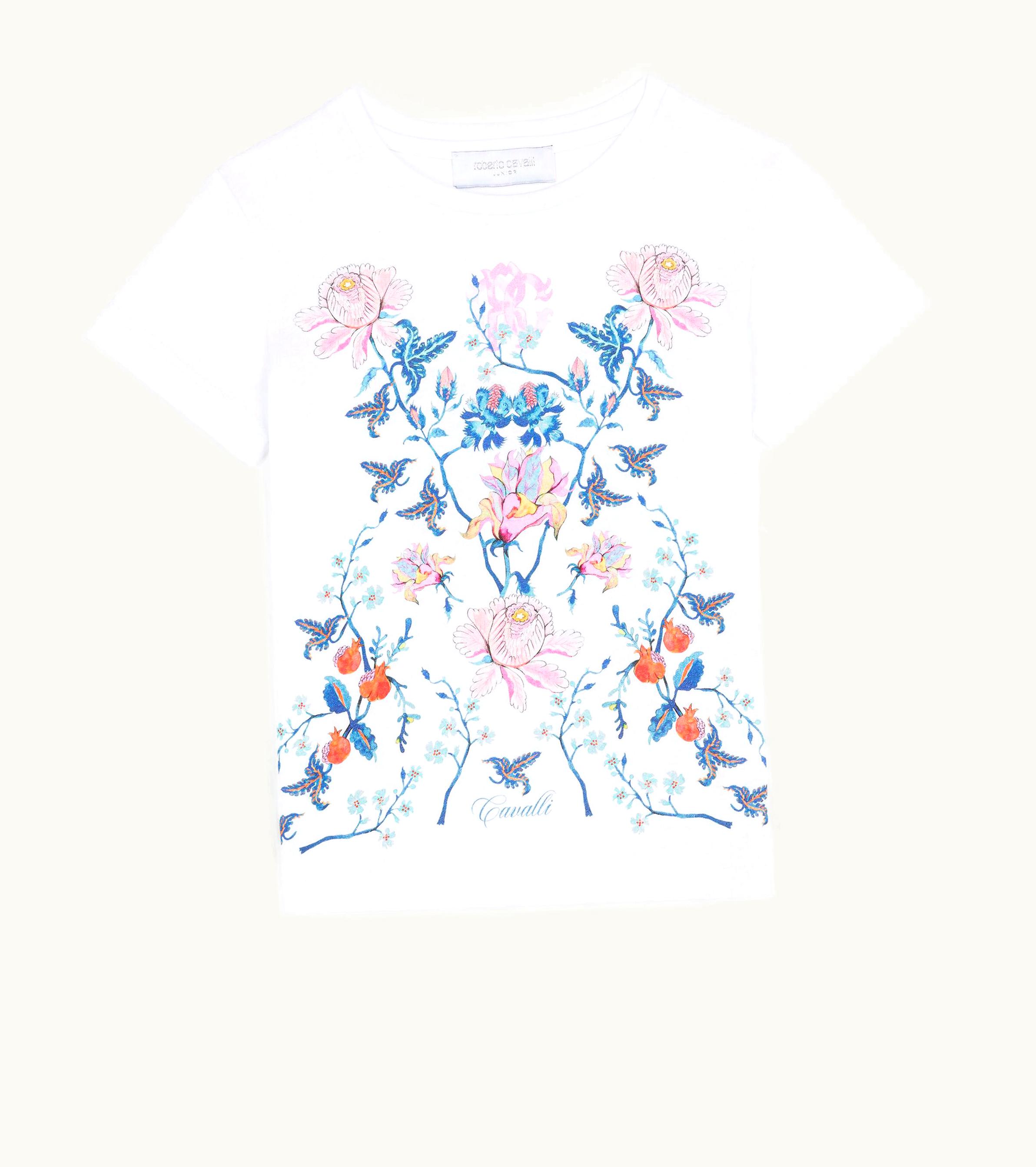 Roberto Cavalli Roberto Cavalli Floral-Print Cotton T-Shirt Optical White