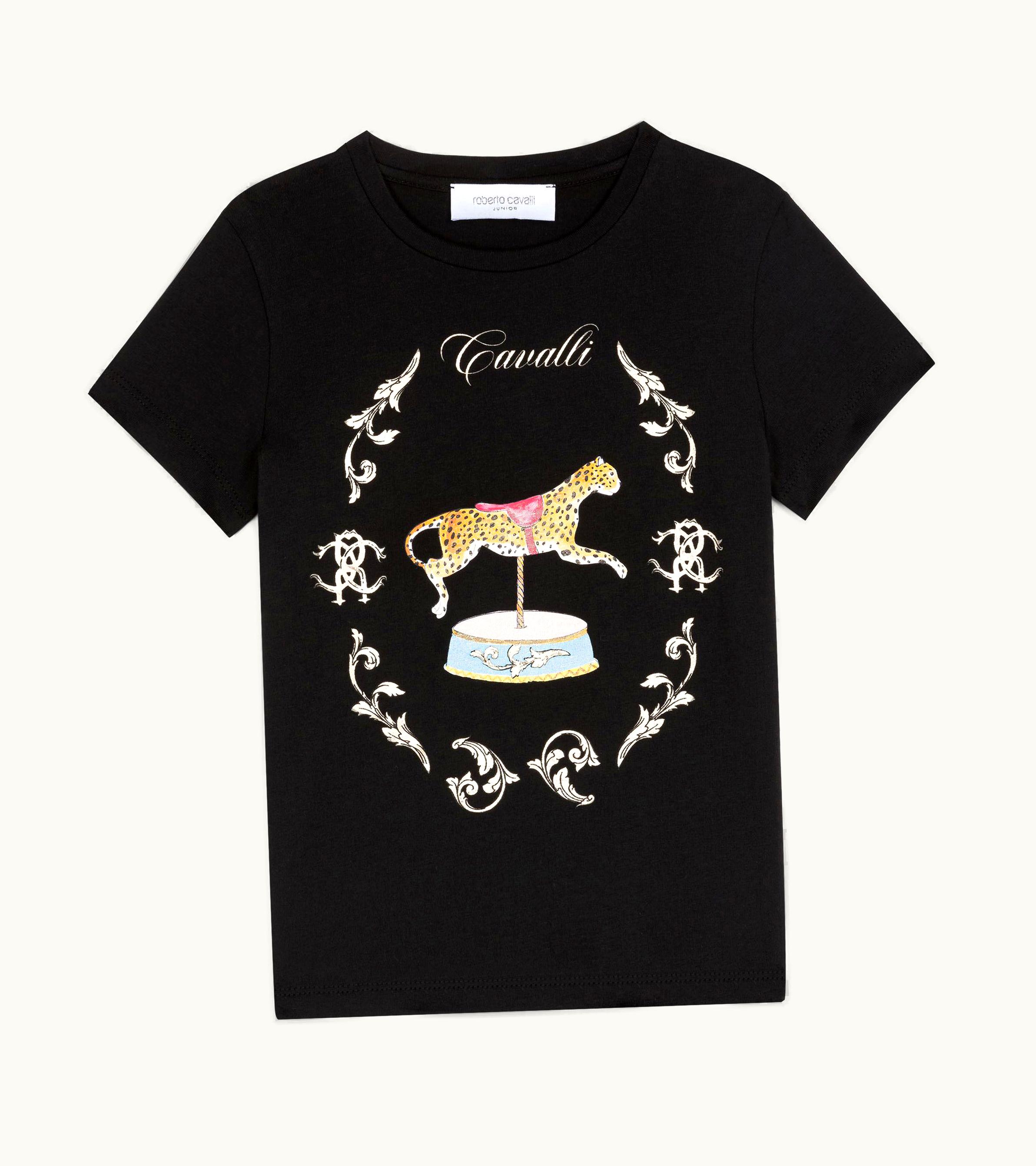 Roberto Cavalli Roberto Cavalli Leopard-Print Cotton T-Shirt Black