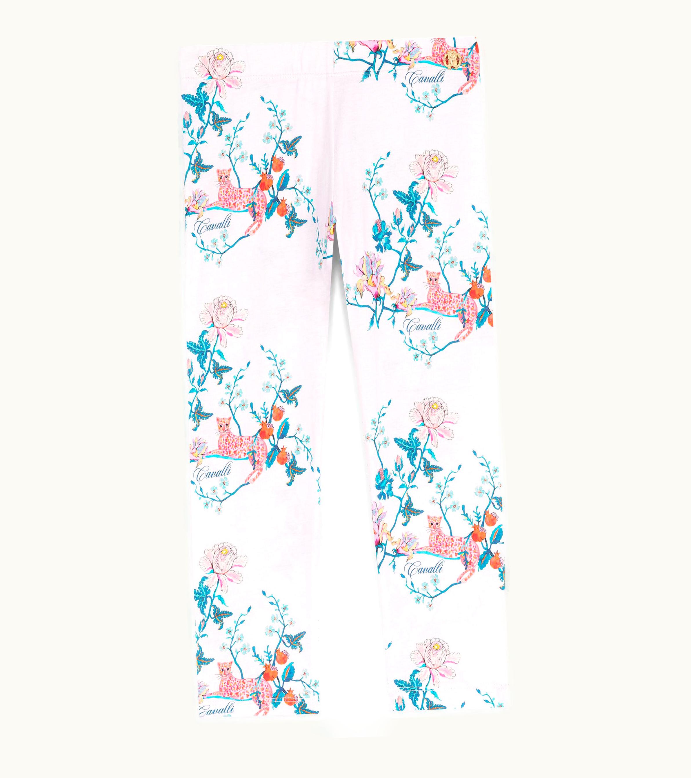 Roberto Cavalli Roberto Cavalli Floral-Print Cotton Leggings Baby Pink
