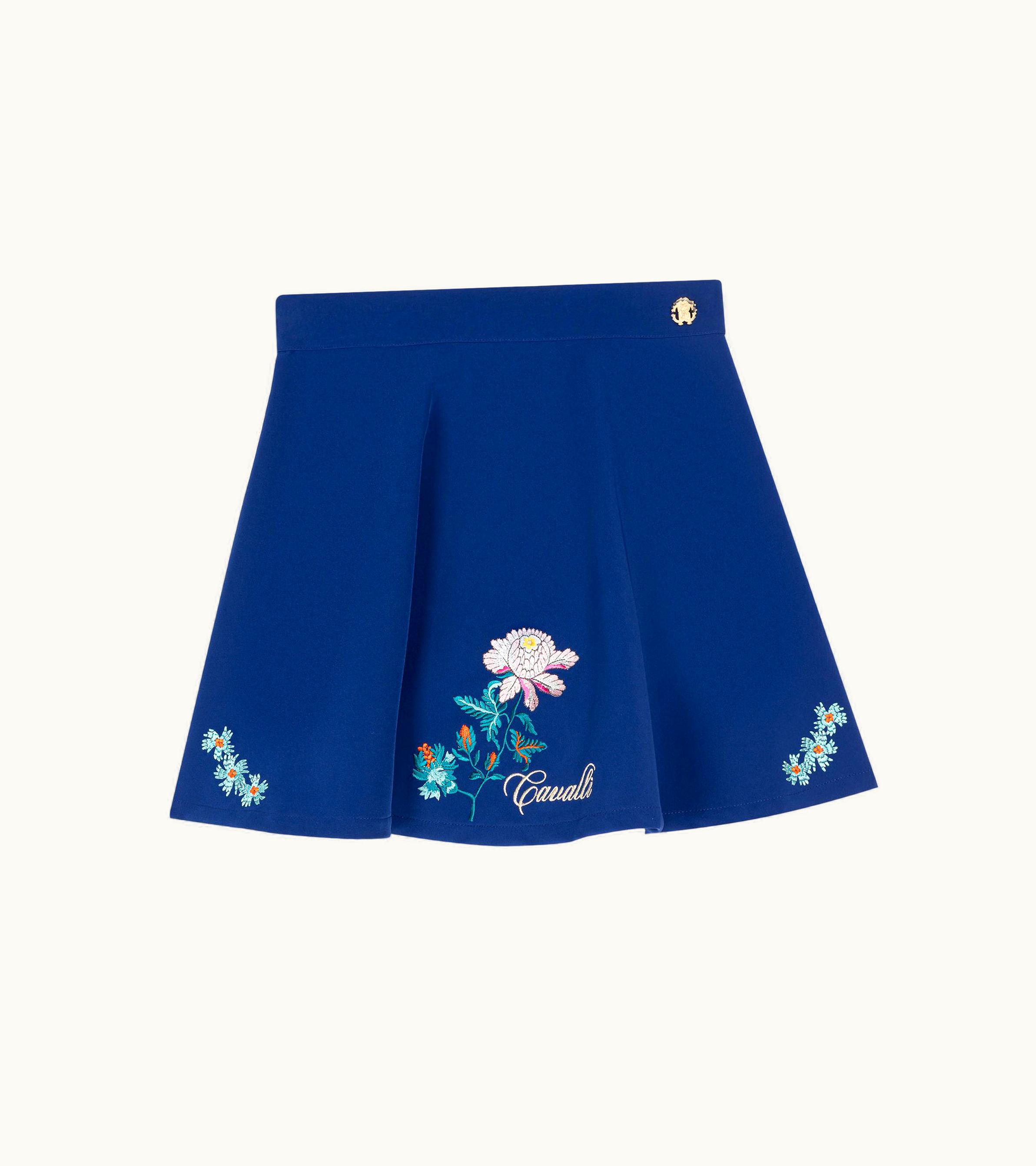Roberto Cavalli Roberto Cavalli Floral-Embroidered Skirt Ink Dark Blue