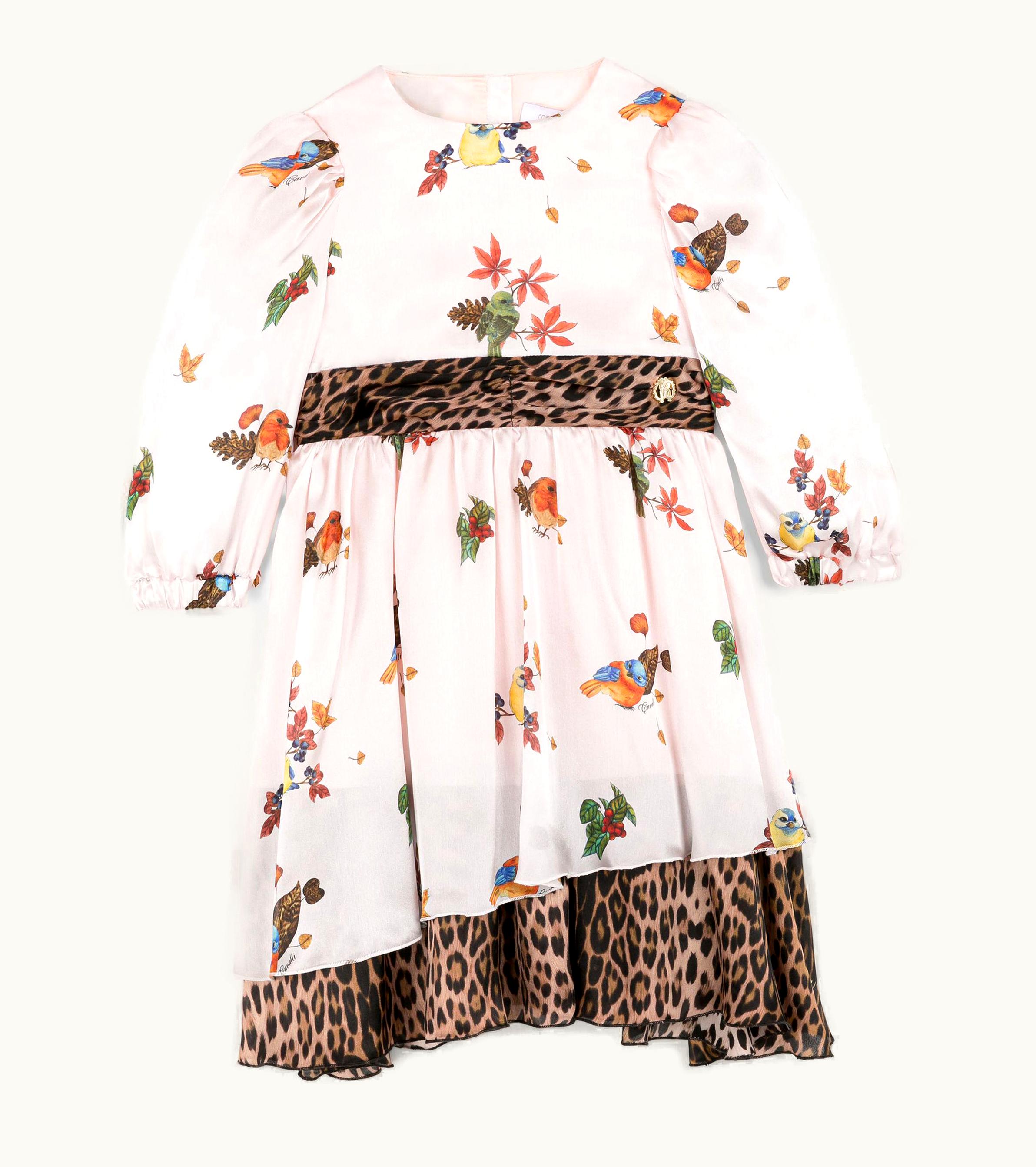 Roberto Cavalli Roberto Cavalli Bird And Leopard-Print Silk Dress Baby Pink