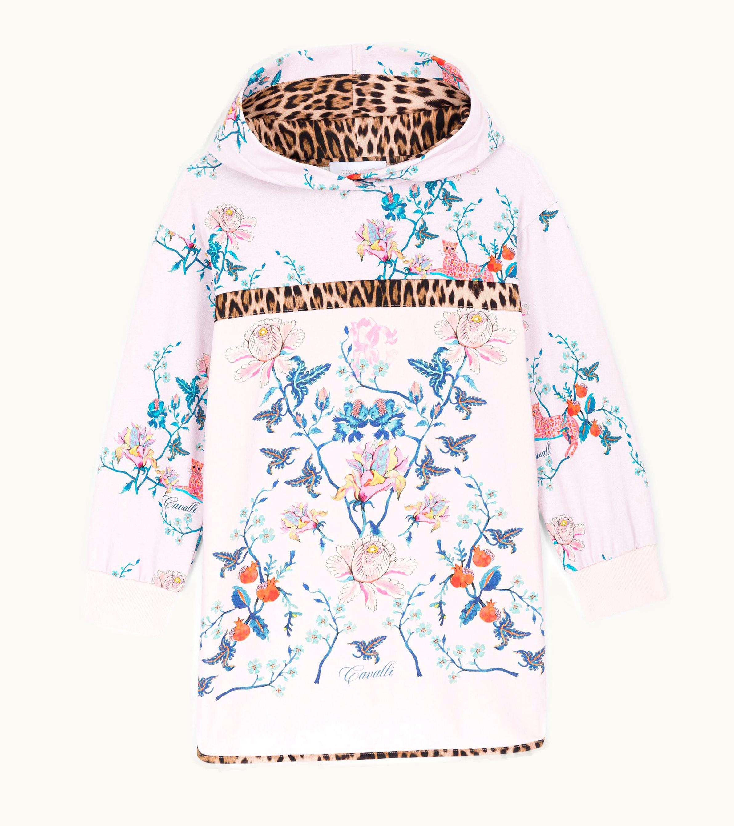 Roberto Cavalli Roberto Cavalli Floral-Print Cotton Hoodie Baby Pink