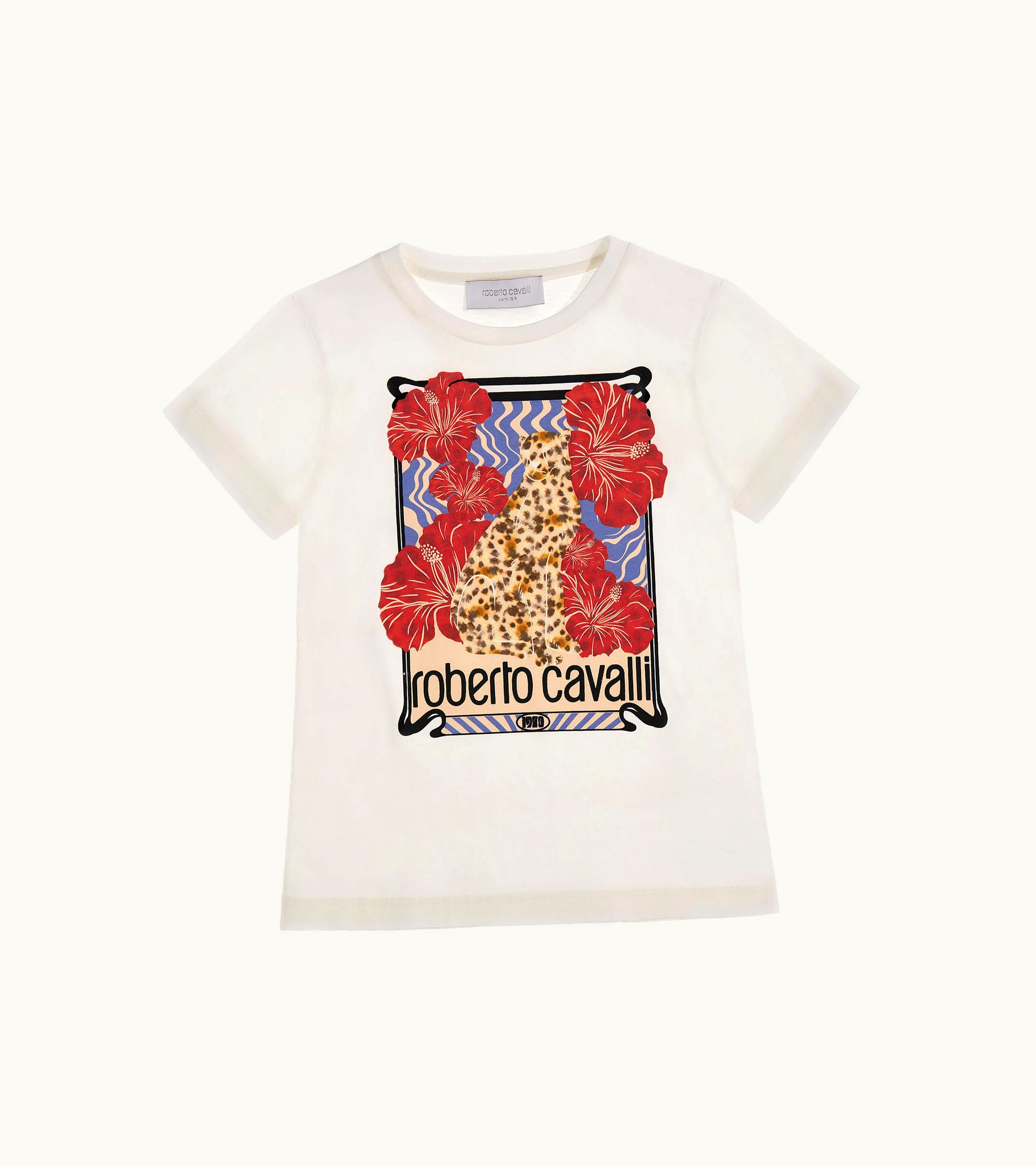 Roberto Cavalli Roberto Cavalli T-shirt With Logo And Print Milky White SJT623-JD001-00005