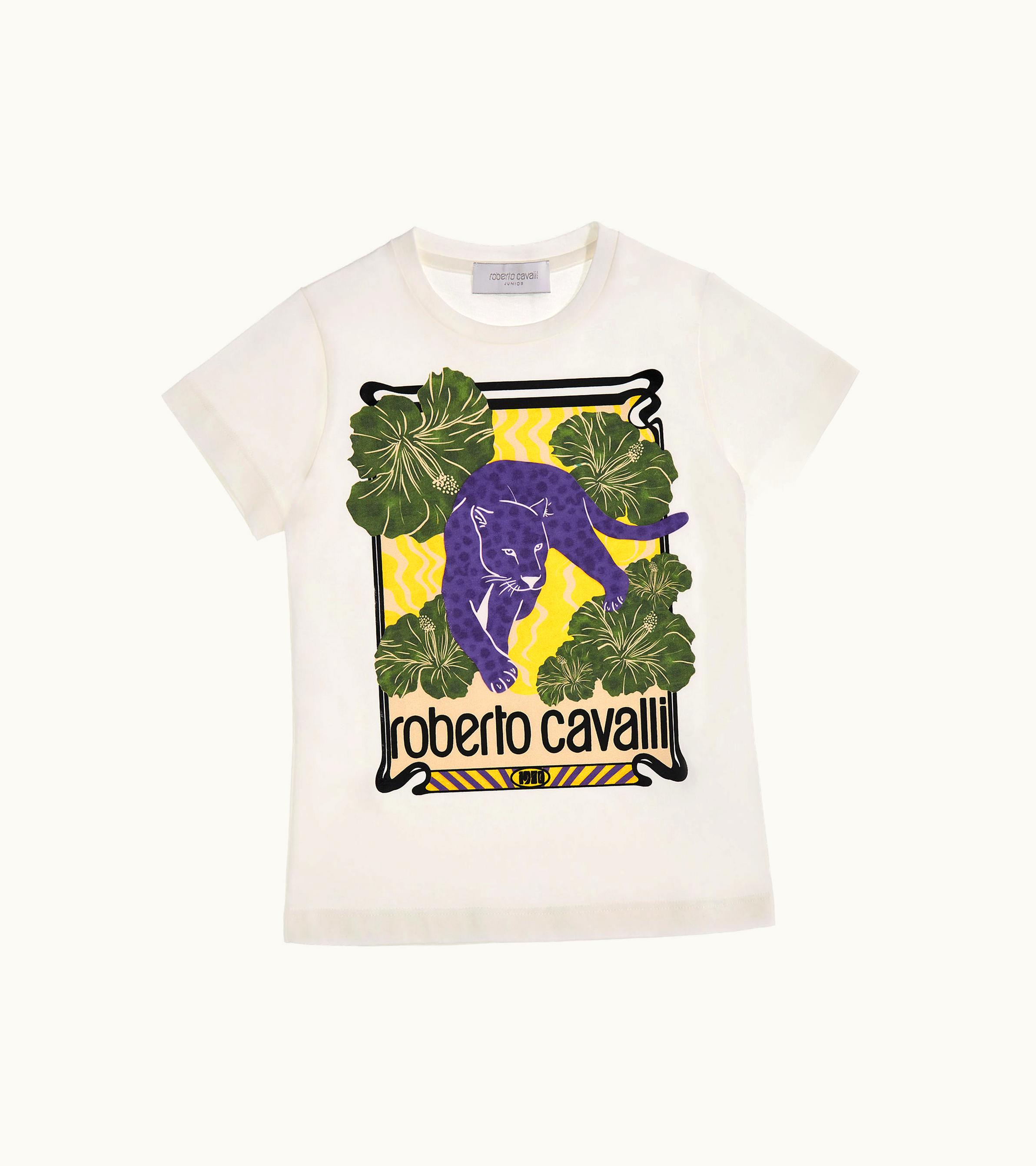 Roberto Cavalli Roberto Cavalli T-shirt With Logo And Print Milky White SJT627-JD001-00005