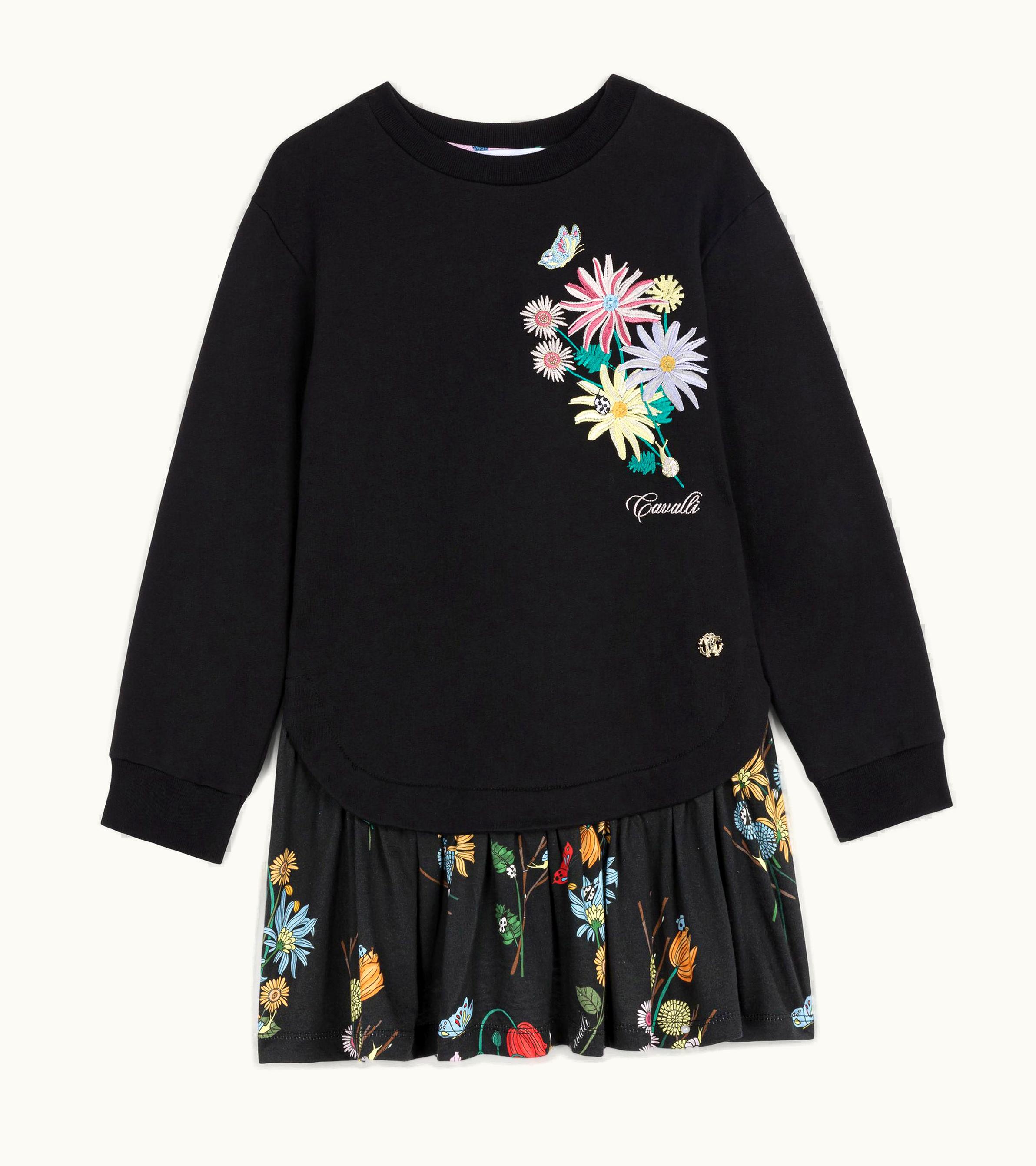 Roberto Cavalli Roberto Cavalli Logo And Floral-Embroidered Sweatshirt Dress Black
