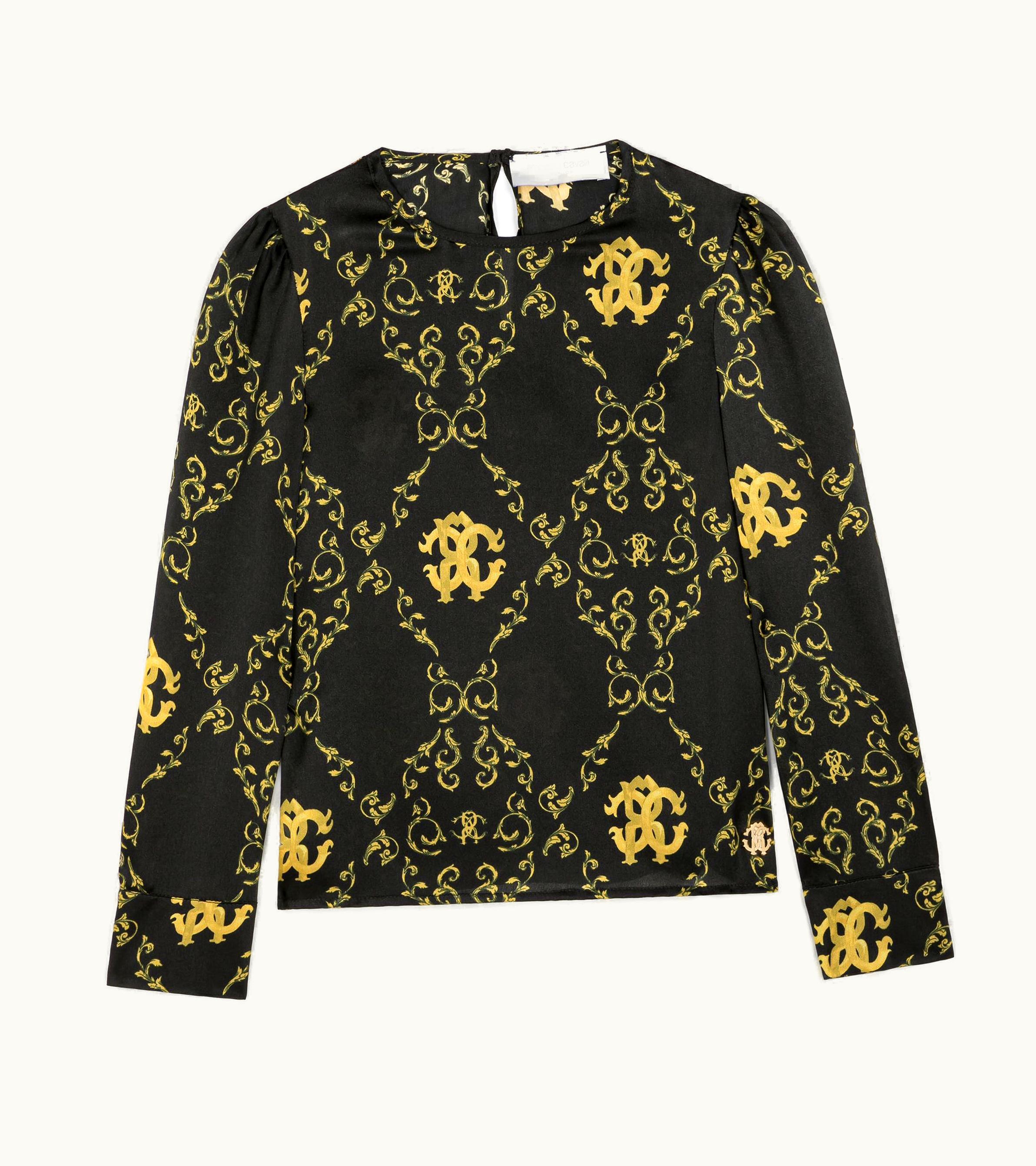 Roberto Cavalli Roberto Cavalli Filigree-Print Silk Top Black