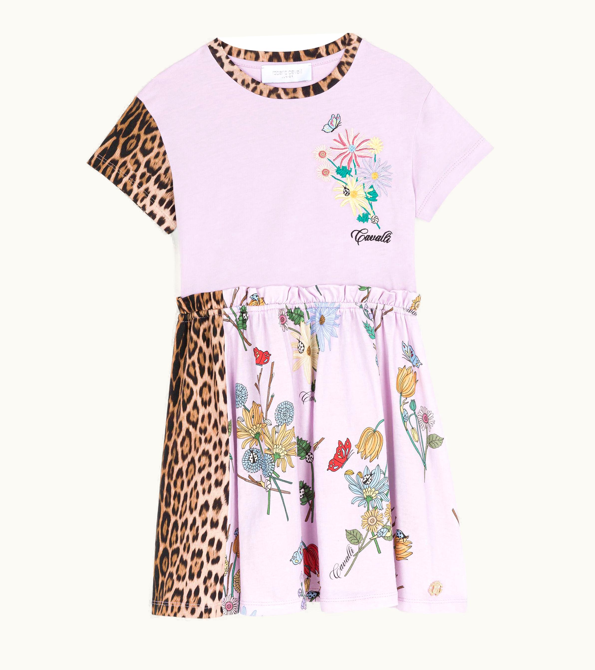 Roberto Cavalli Roberto Cavalli Patchwork-Print Cotton Dress Lilac