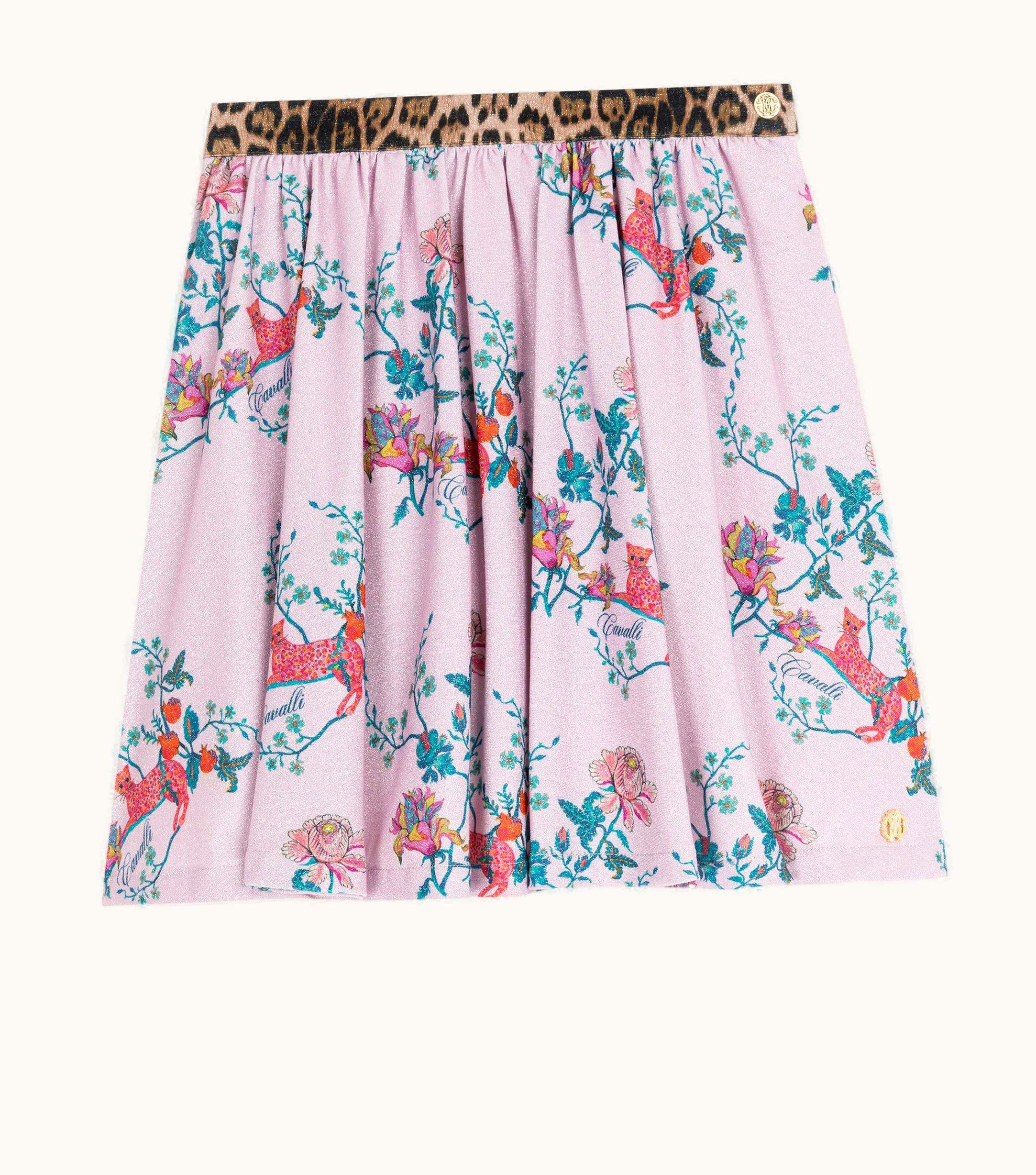 Roberto Cavalli Roberto Cavalli Leopard And Floral-Print Skirt Baby Pink