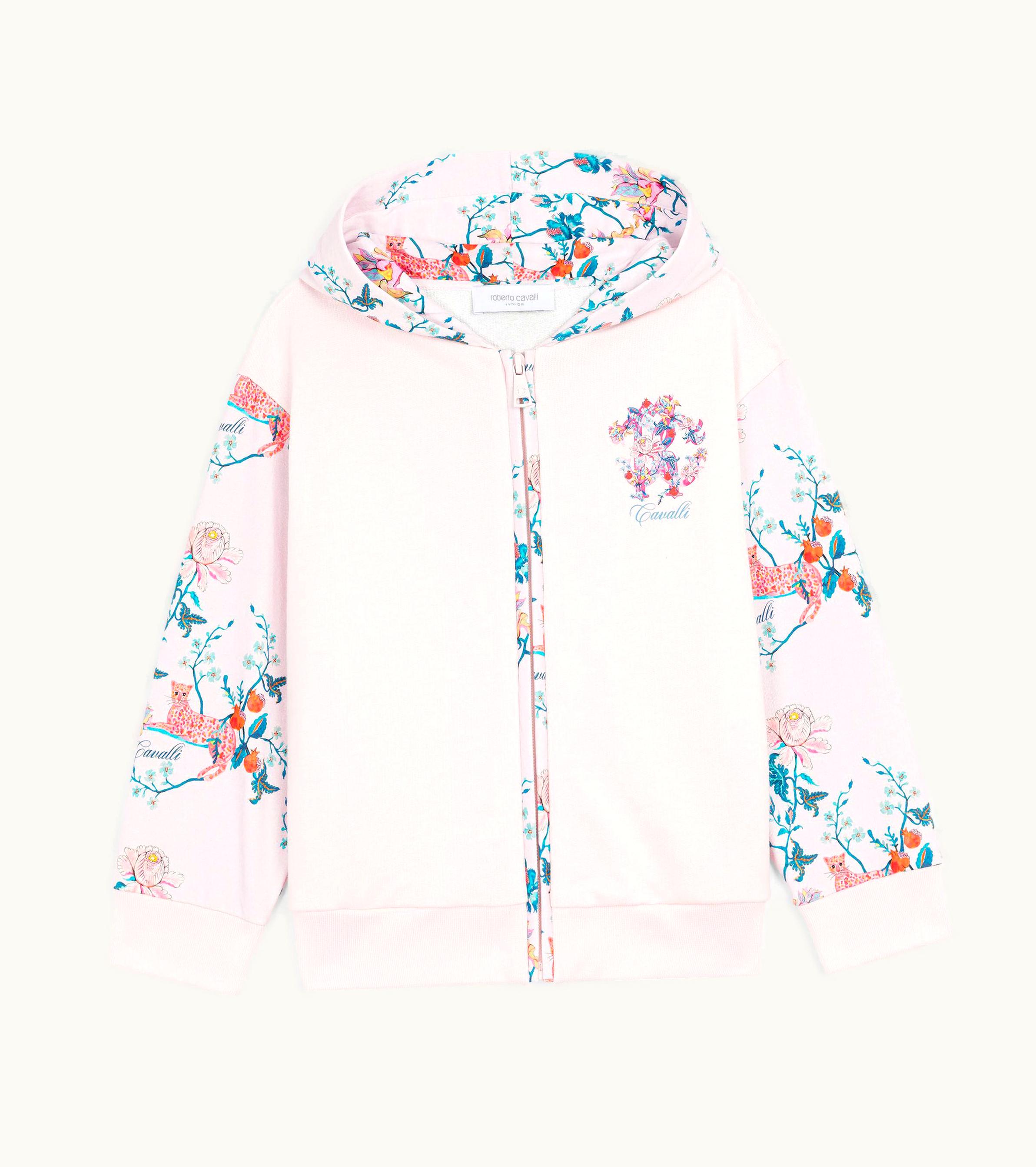 Roberto Cavalli Roberto Cavalli Floral And Jaguar-Print Cotton Hoodie Pink Panther Baby Pink