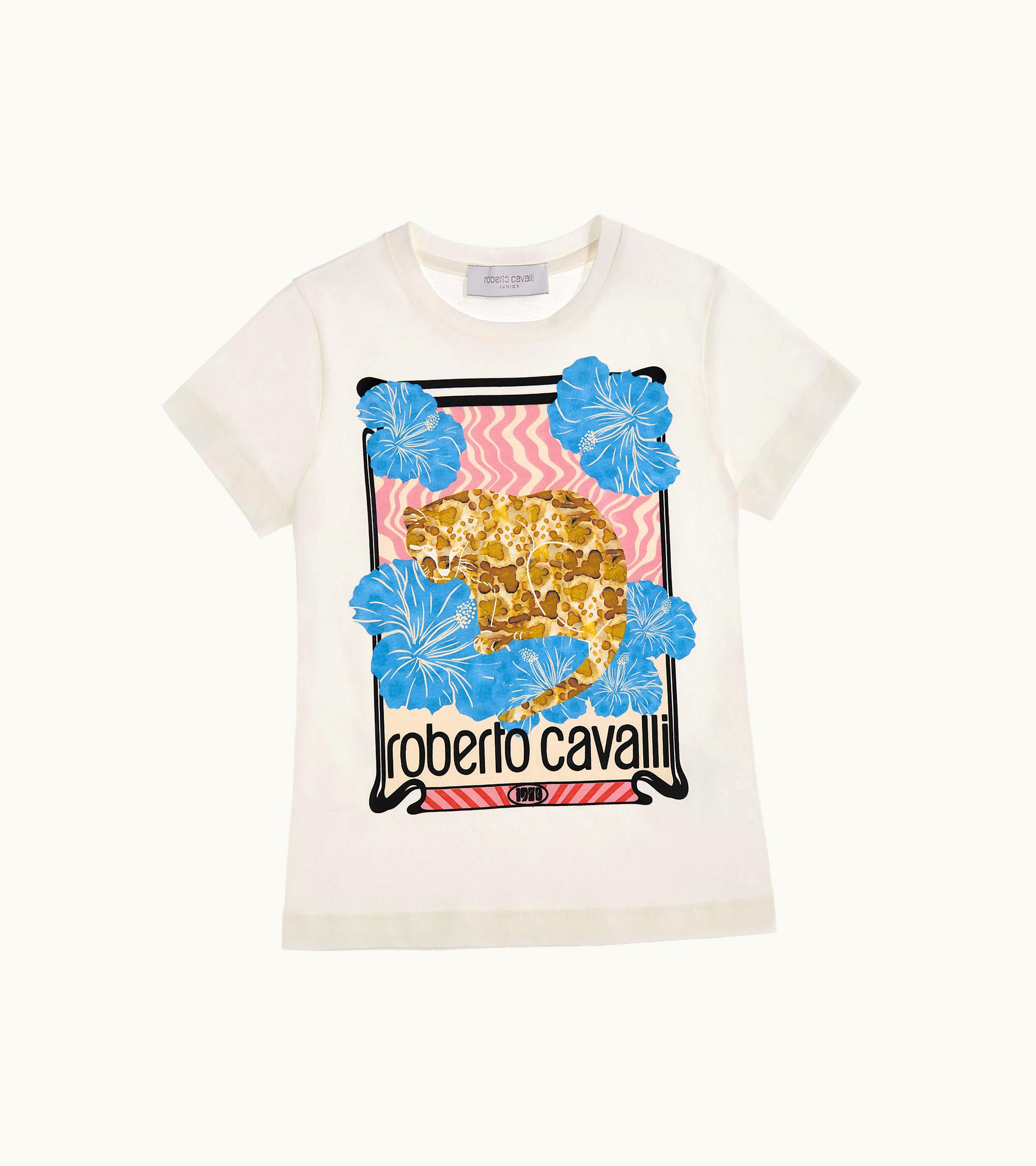 Roberto Cavalli Roberto Cavalli T-shirt With Logo And Print Milky White SJT626-JD001-00005