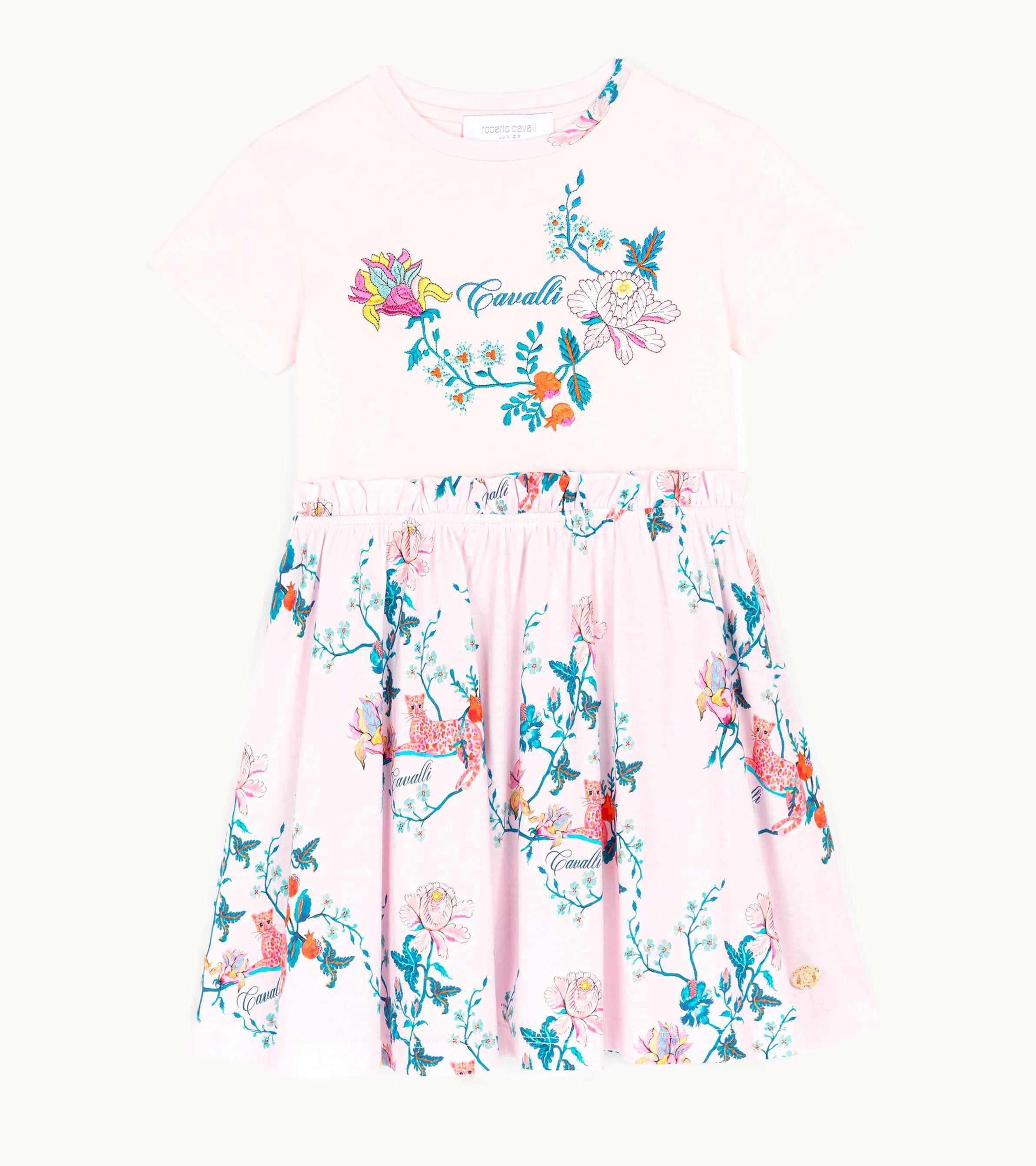 Roberto Cavalli Roberto Cavalli Jaguar And Flower-Print Cotton Dress Baby Pink