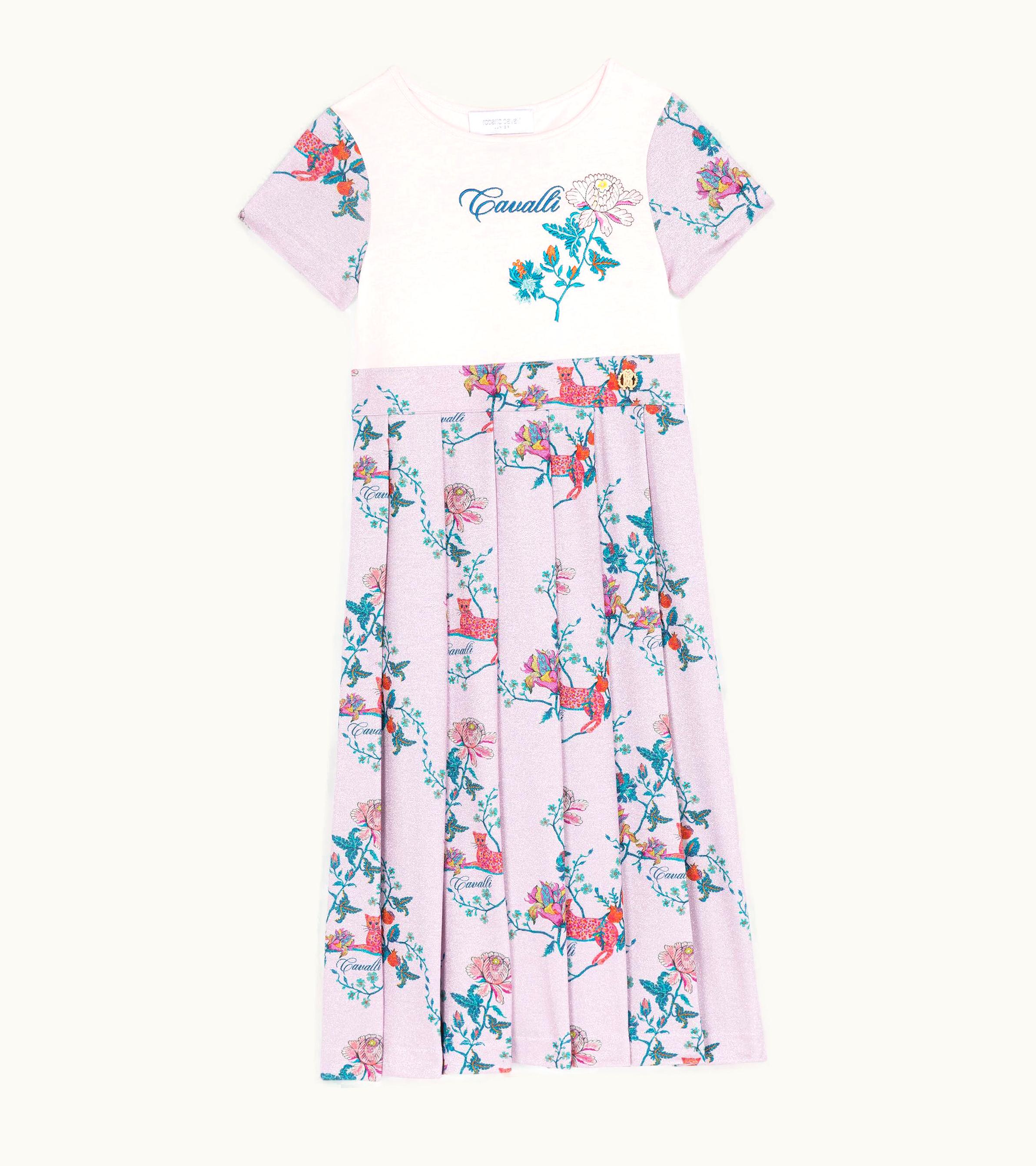 Roberto Cavalli Roberto Cavalli Floral-Print Pleated Cotton Dress Baby Pink