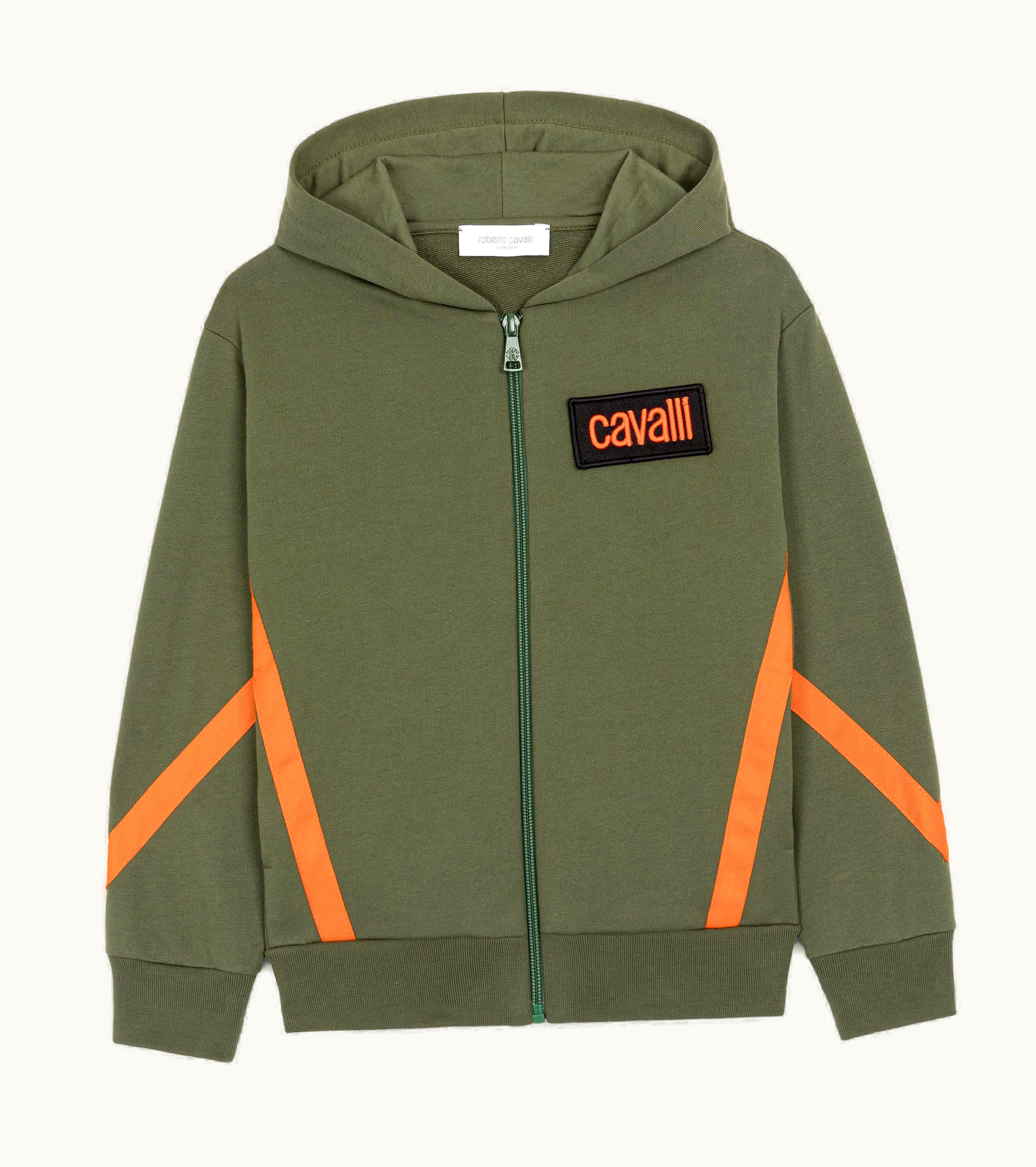 Roberto Cavalli Roberto Cavalli Wing-Print Cotton Hoodie Military Green