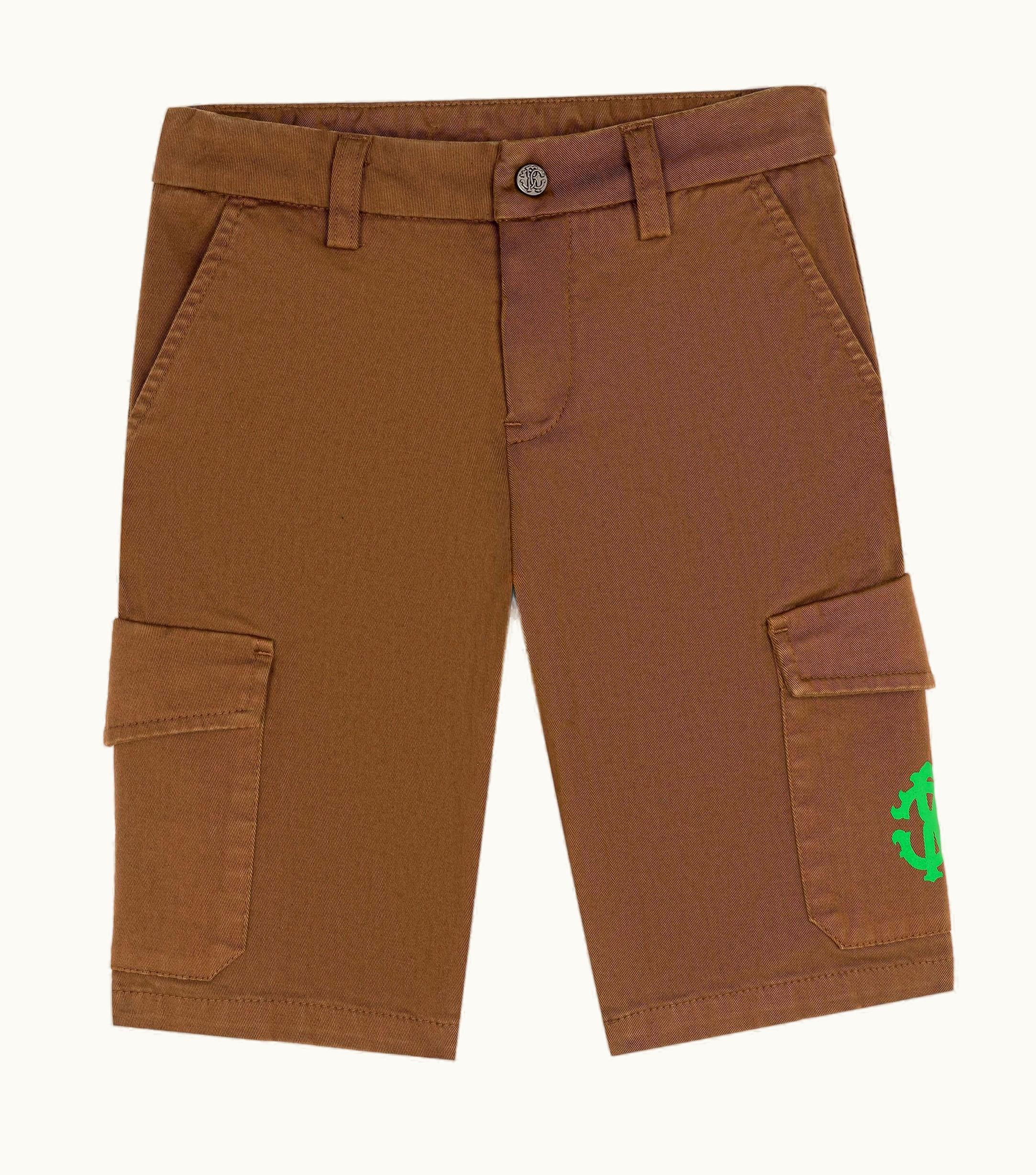 Roberto Cavalli Roberto Cavalli Rc Monogram-Print Cargo Shorts Brown