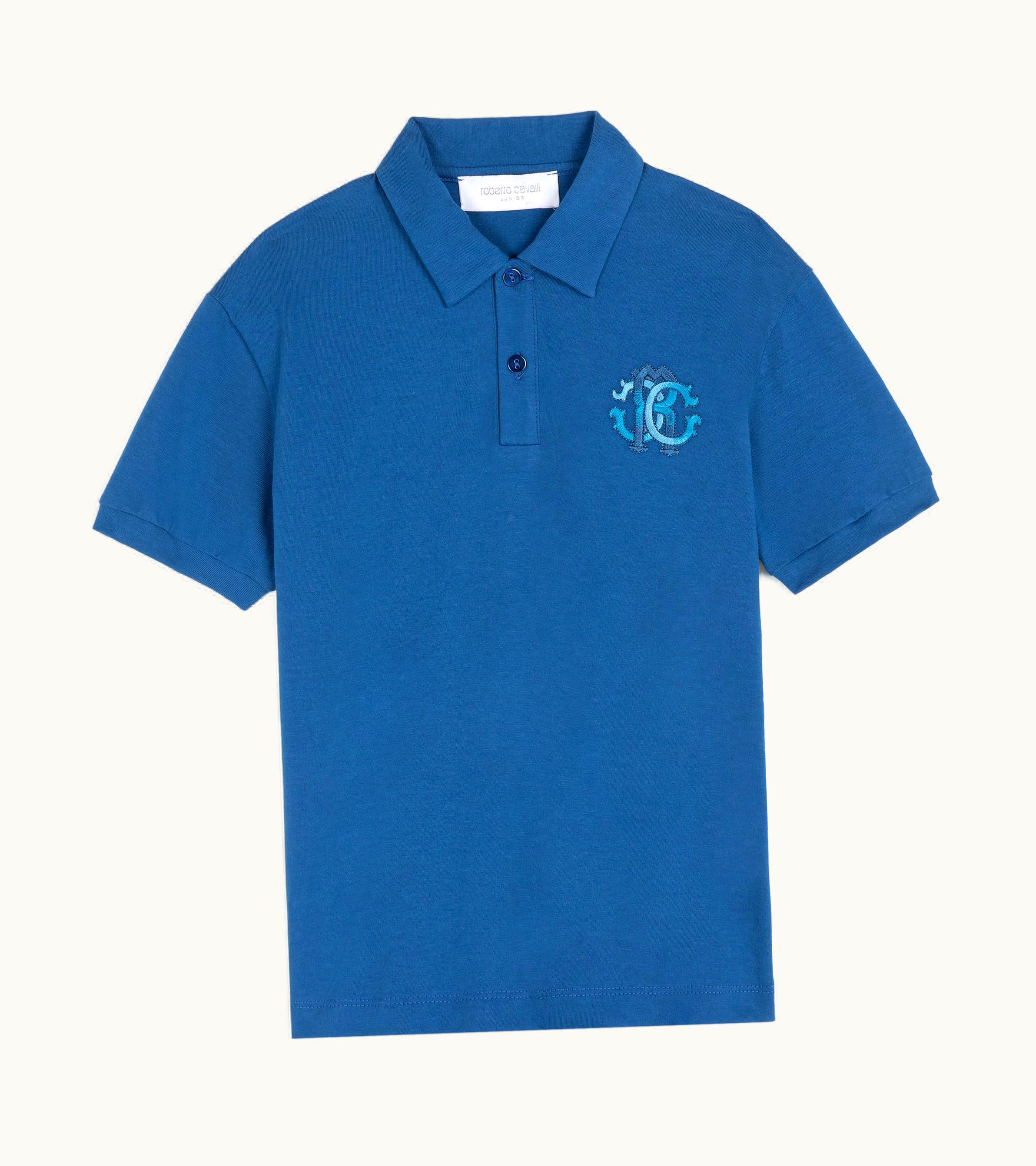 Roberto Cavalli Roberto Cavalli Rc Monogram-Embroidered Polo Shirt Blue